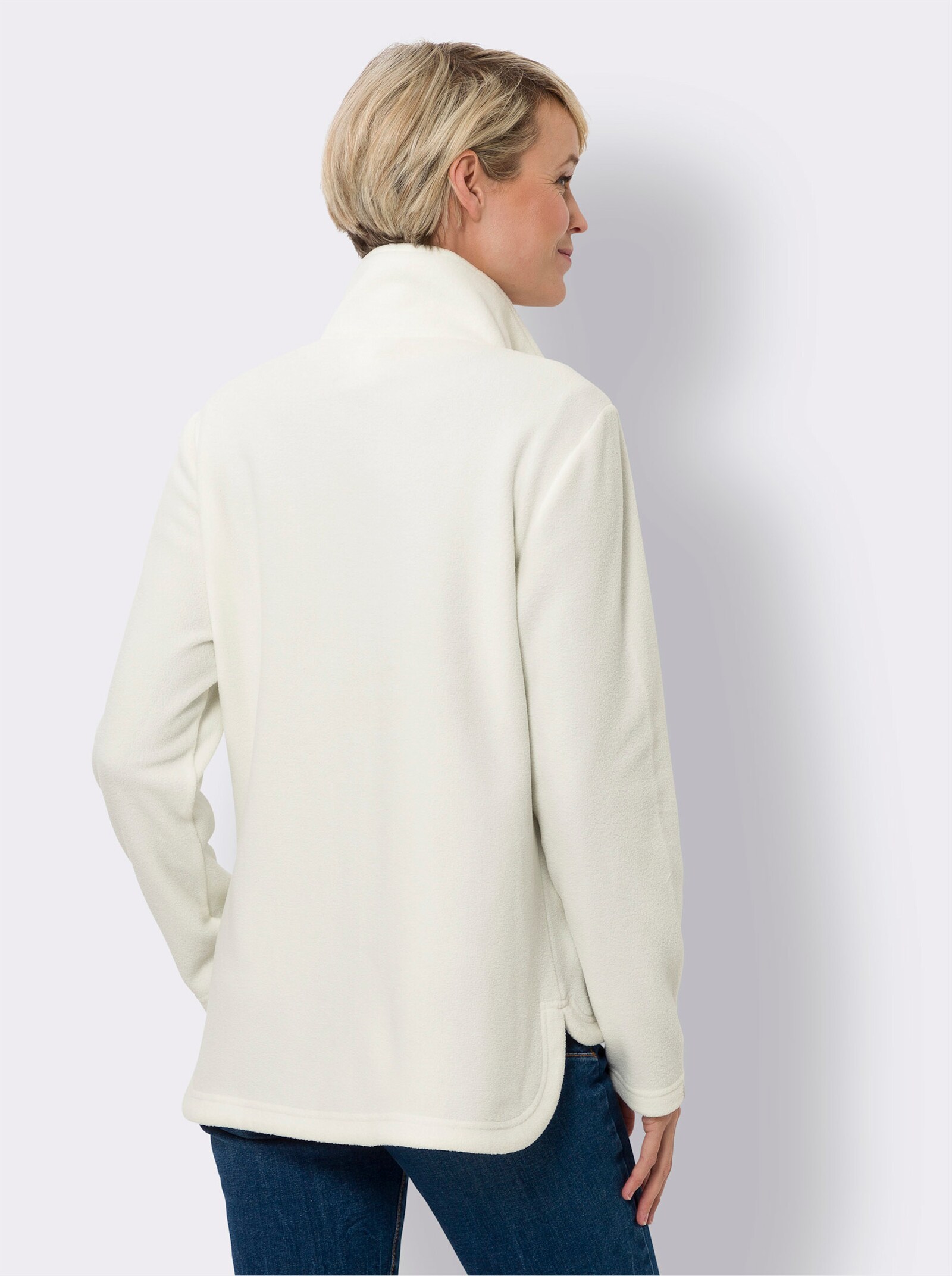 Fleecejack met opstaande kraag - ecru