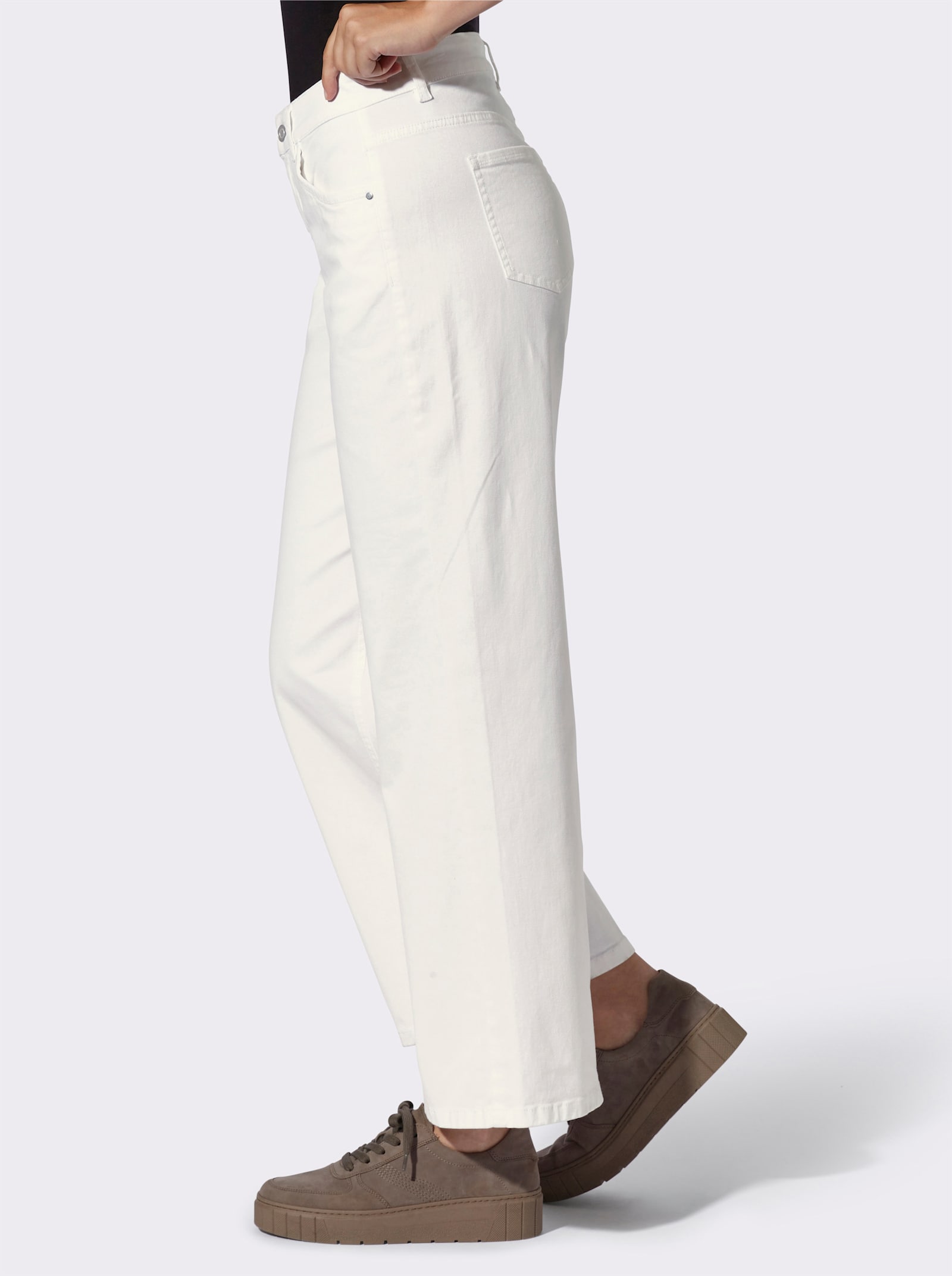 heine 5-pocketjeans met wijde pijpen - ecru