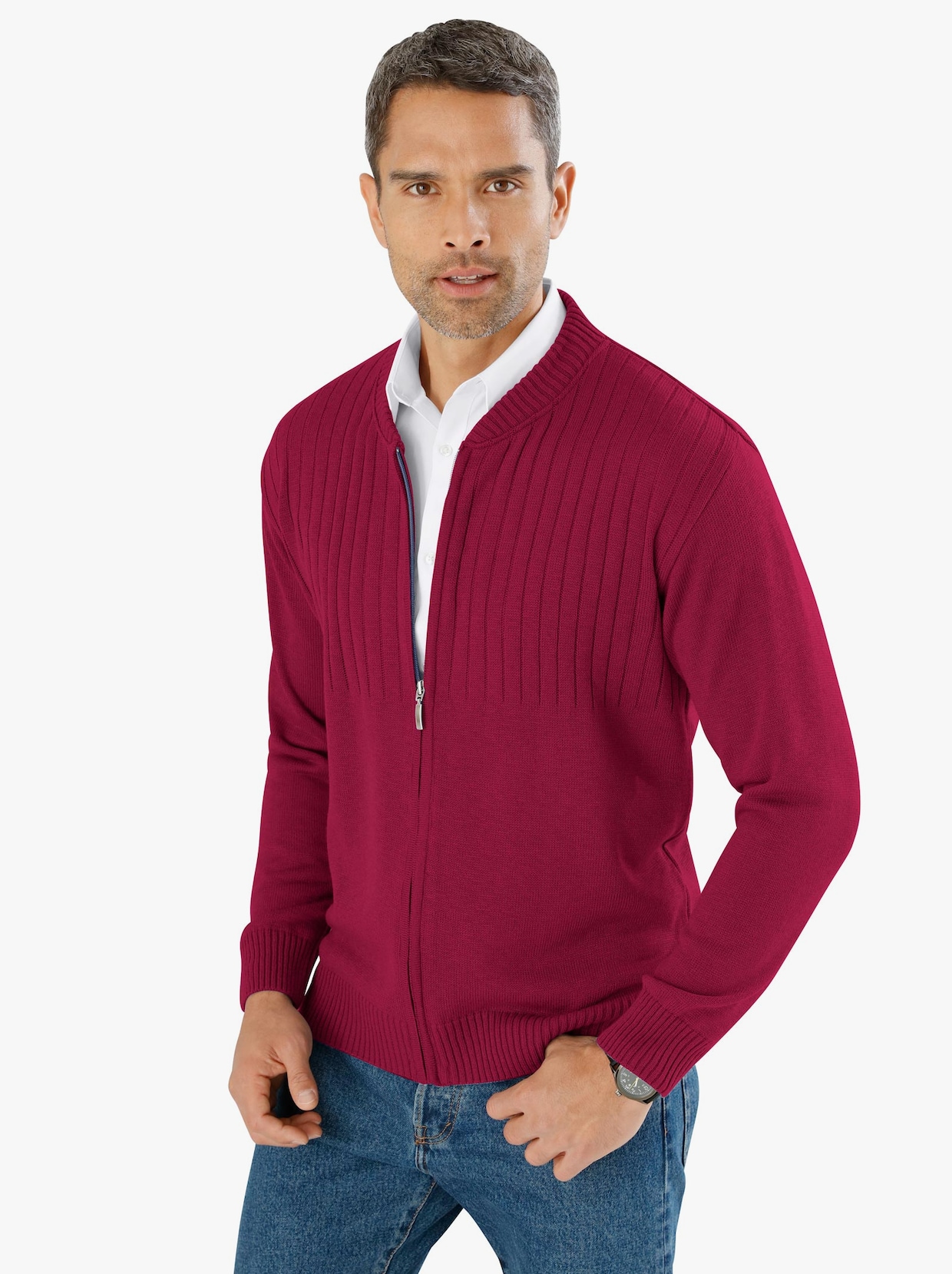 Pletený sveter - tmavočervená