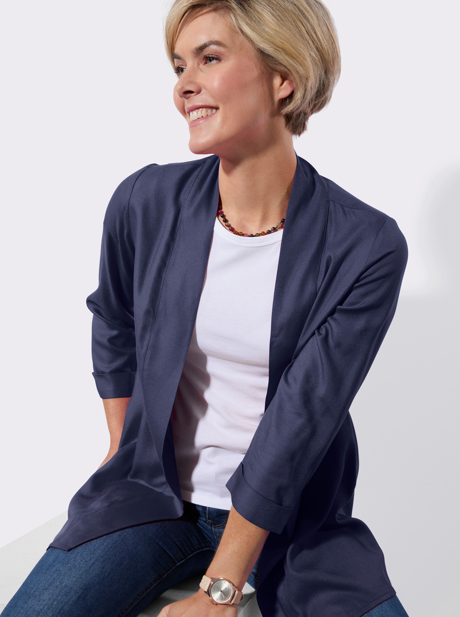 Blusenjacke in feuchtigkeitsregulierender Qualität - marine