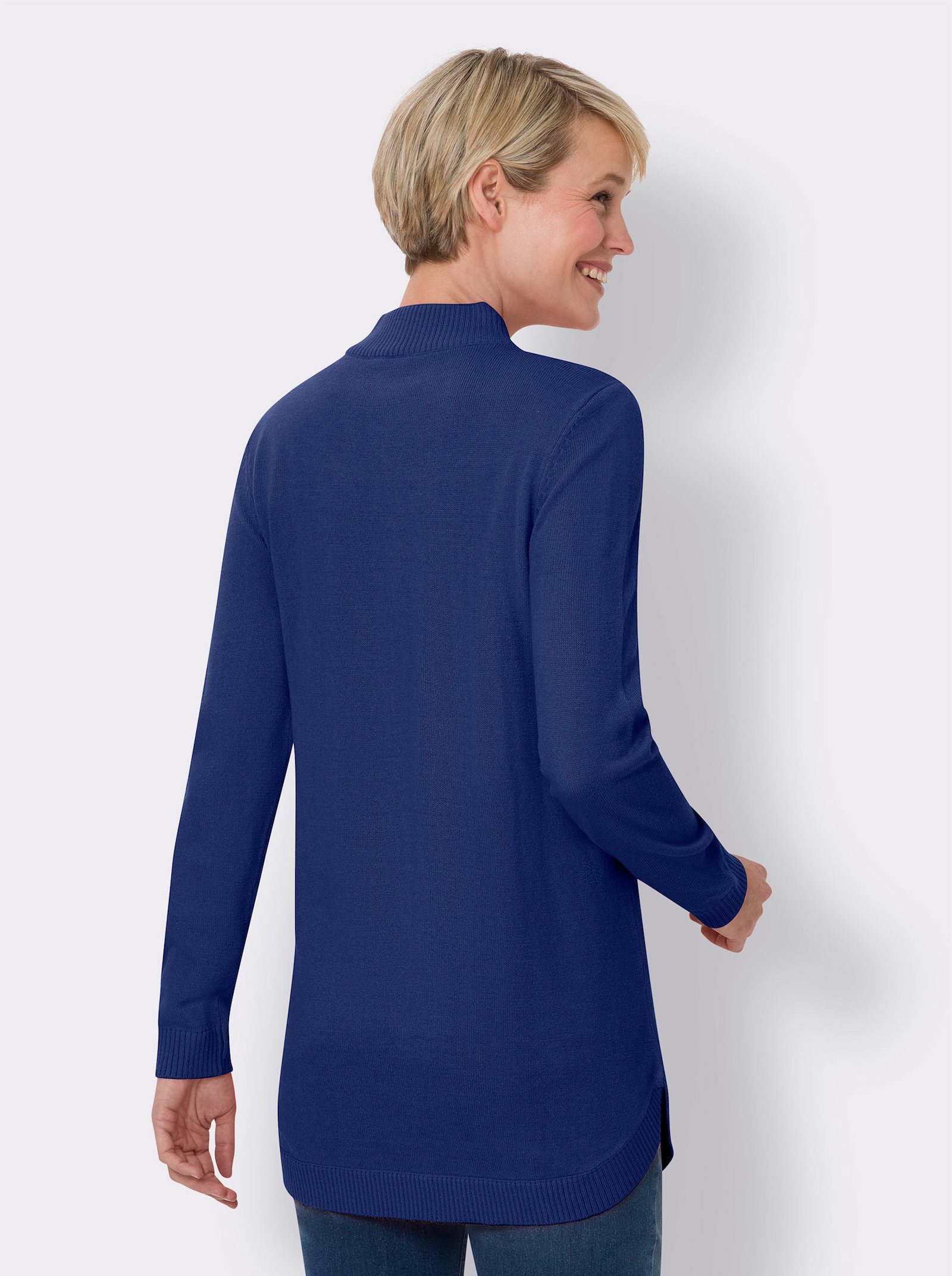 Pullover mit abgerundetem Saum - royalblau