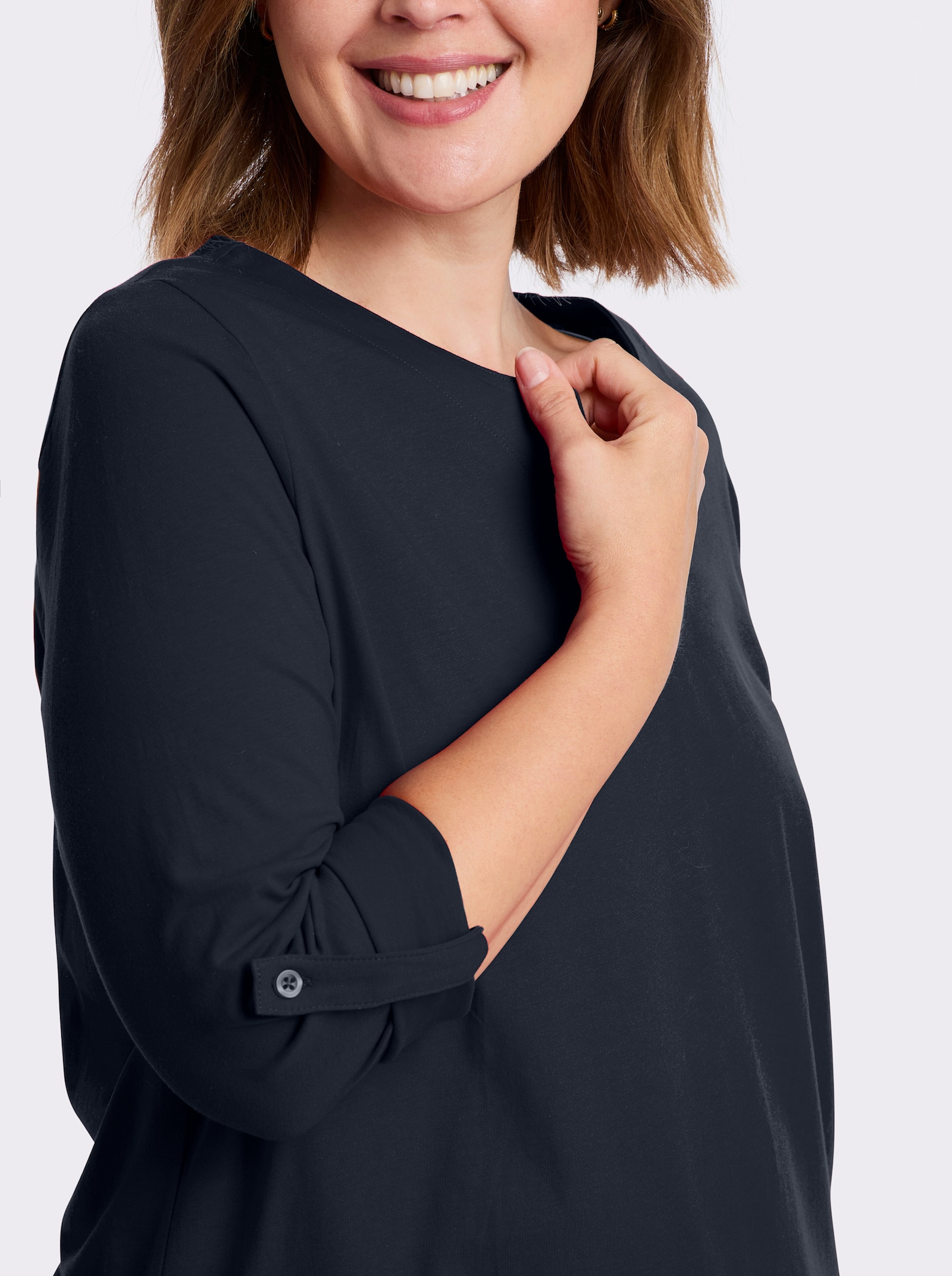 Longshirt mit Ärmeln zum Krempeln - marine