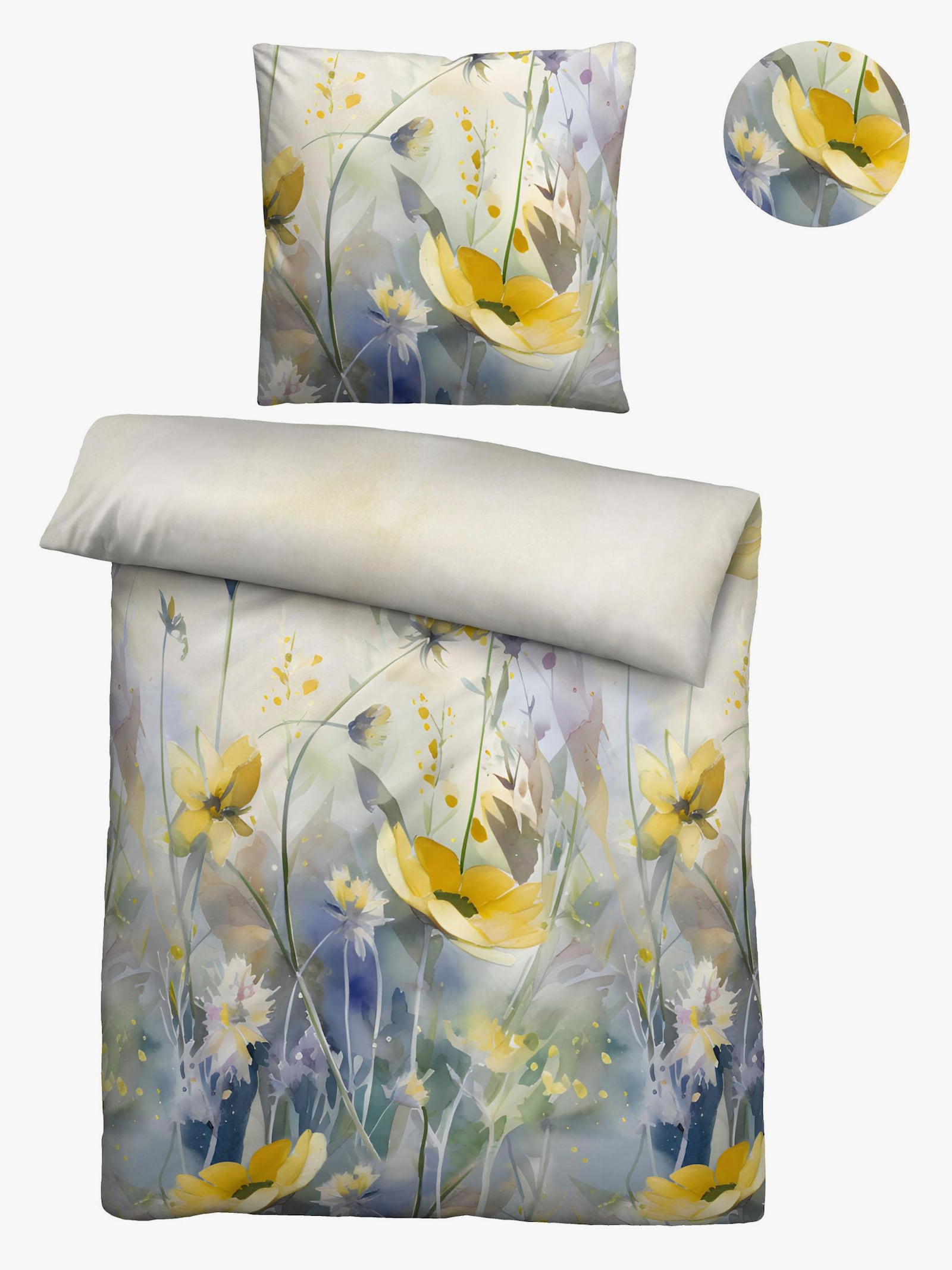 Biberna Bettwäsche - gelb-bedruckt