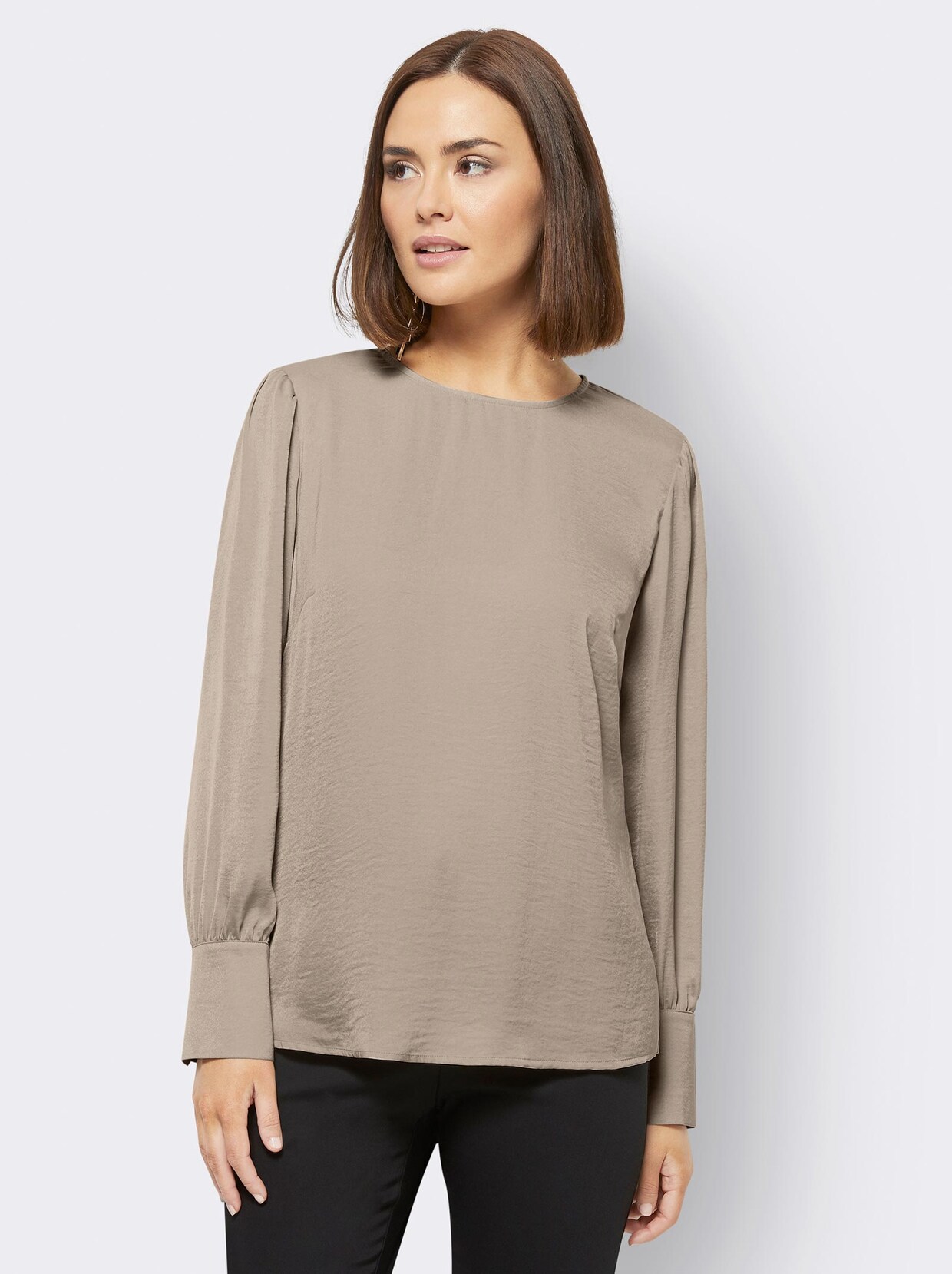 Langarmbluse - beige