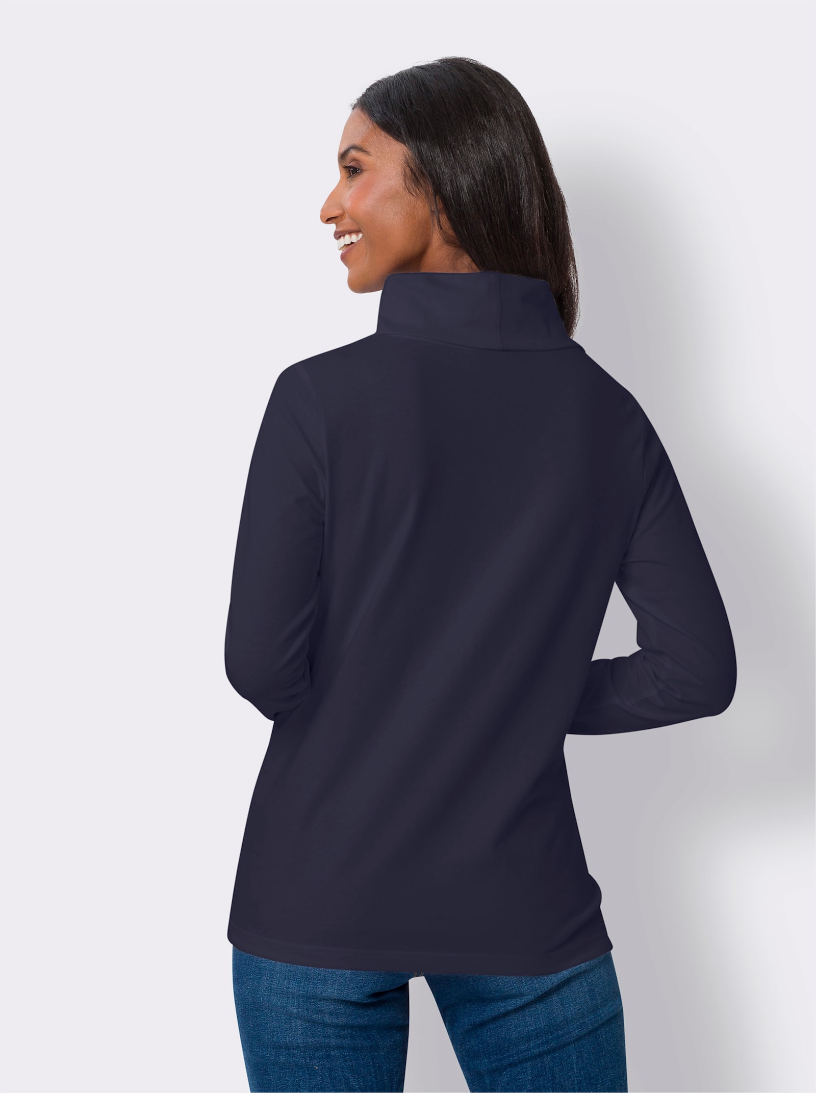 heine Shirt met lange mouwen en wijde rolkraag - marine