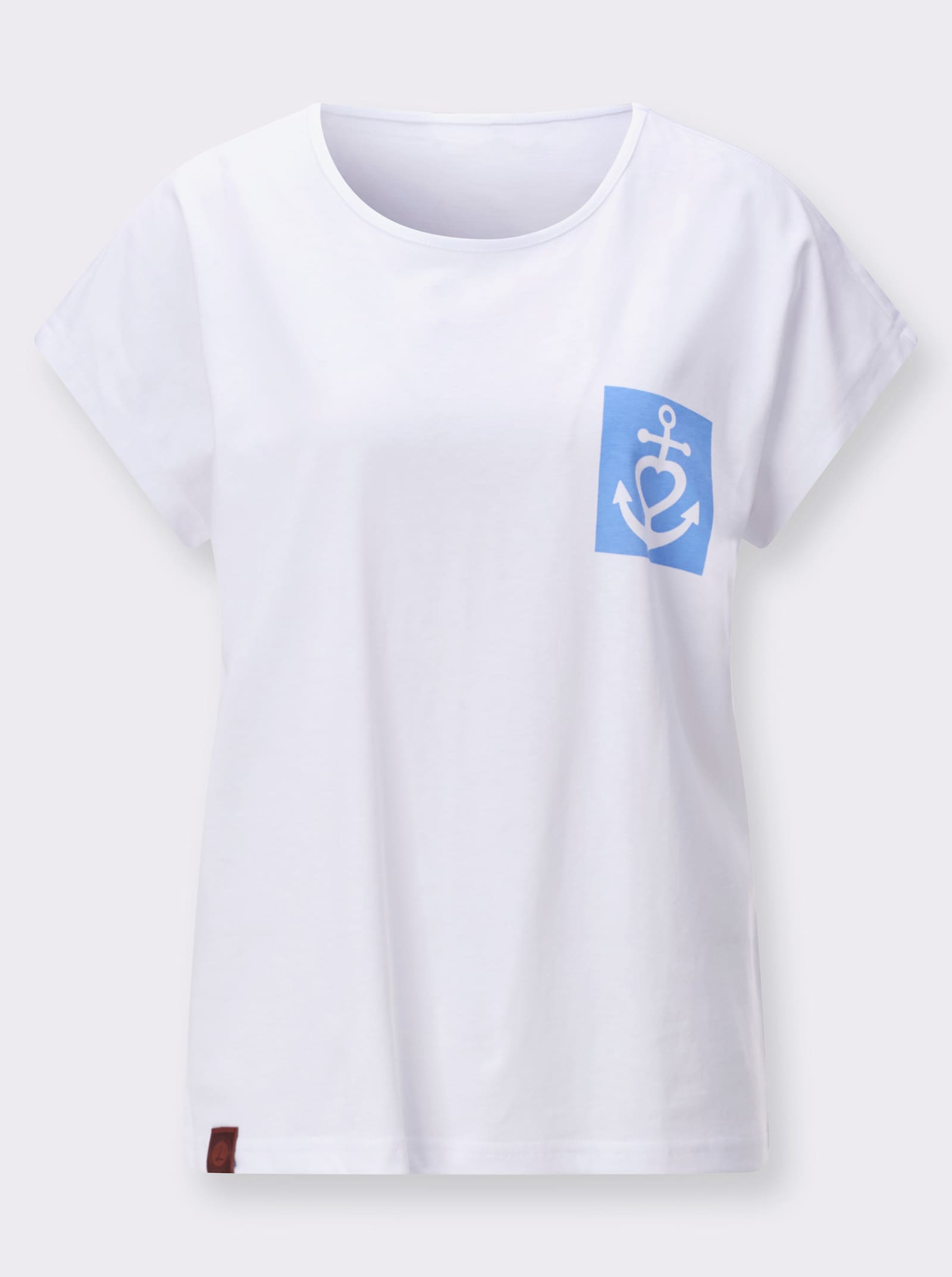 Rundhalsshirt mit platziertem Druckmuster - weiß