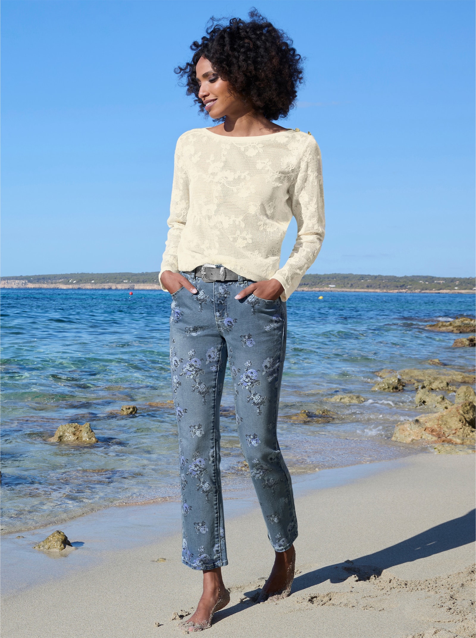 heine Longsleeve aus Spitze - champagner