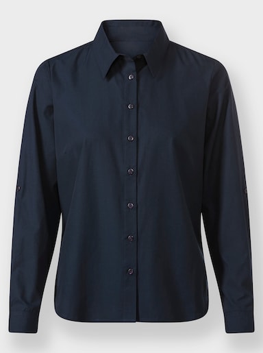 Langarm-Bluse im Baumwoll-Polyester-Mix - marine