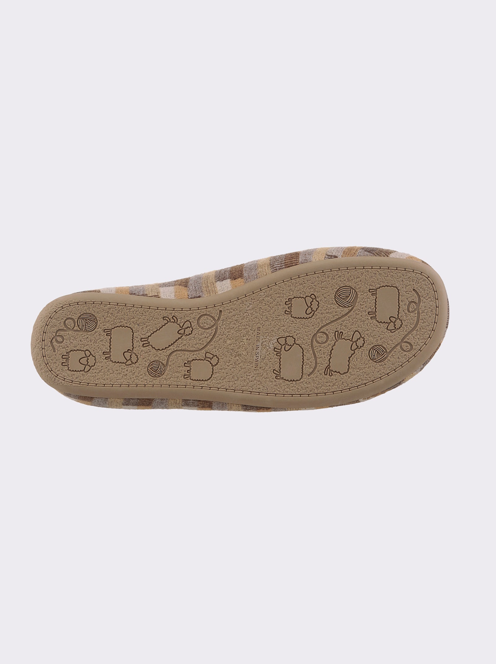 Pantoffel met streeppatroon - camel geruit