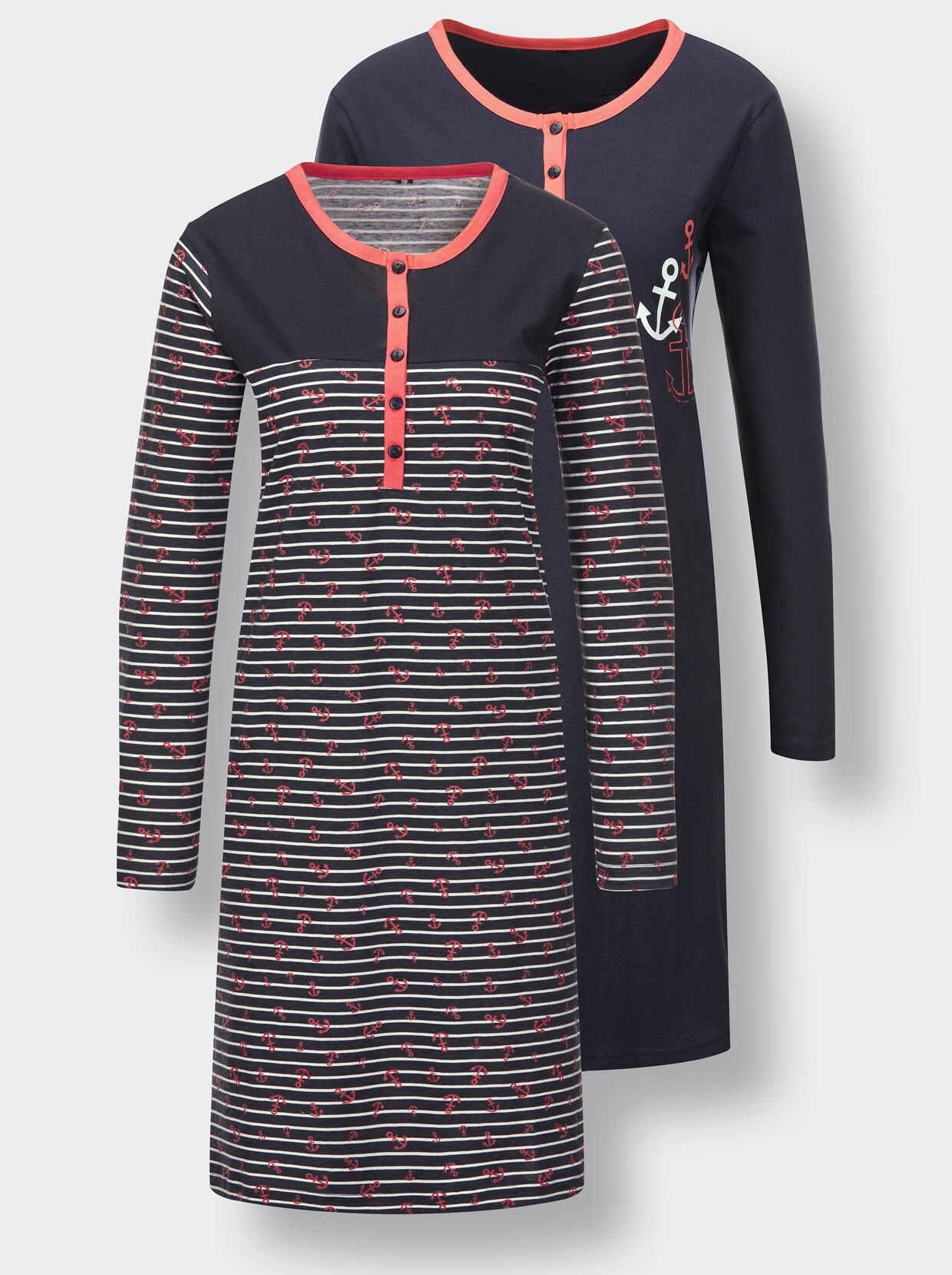 wäschepur Sleepshirts - marine-geringelt + marine