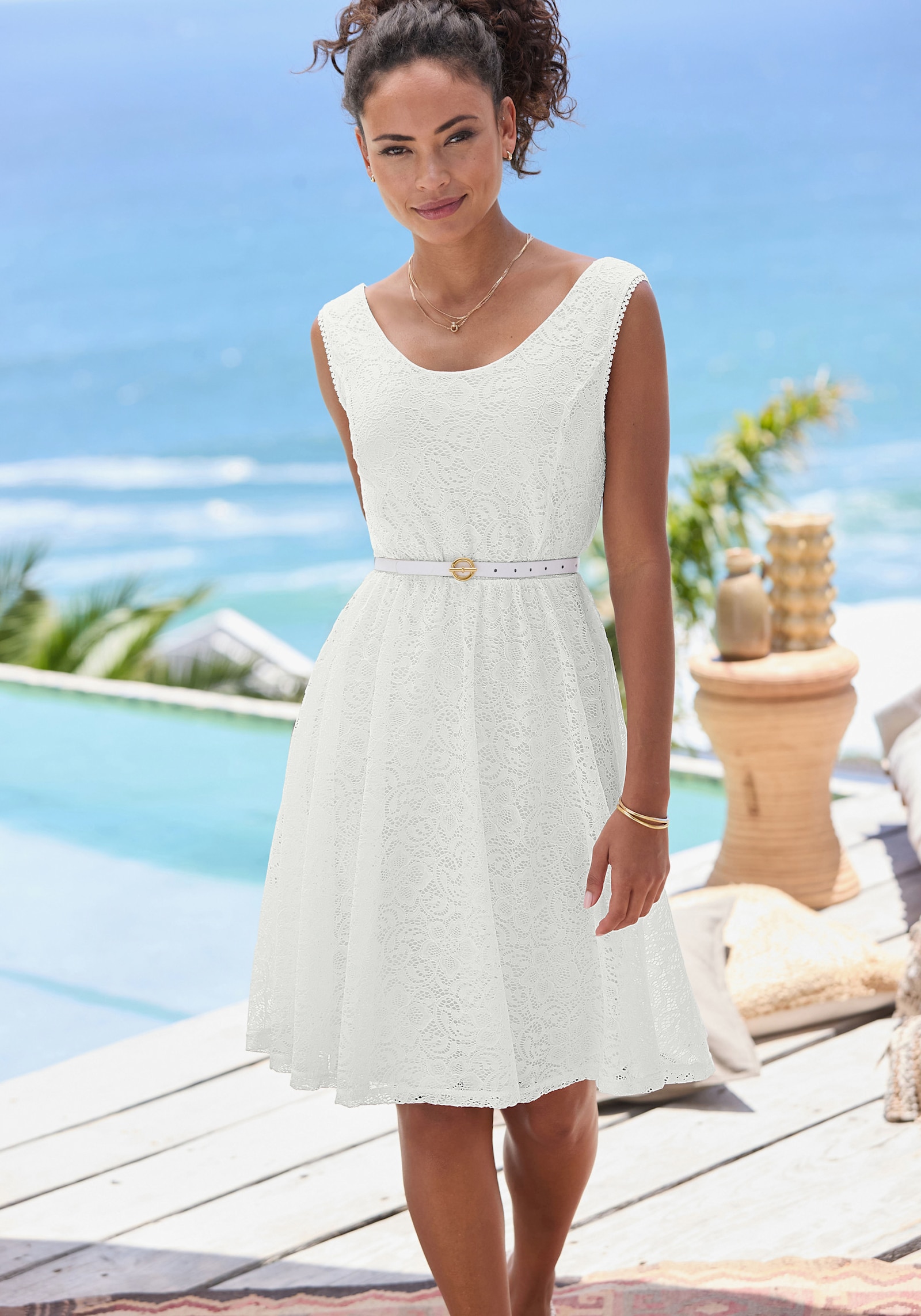 LASCANA Spitzenkleid - weiss