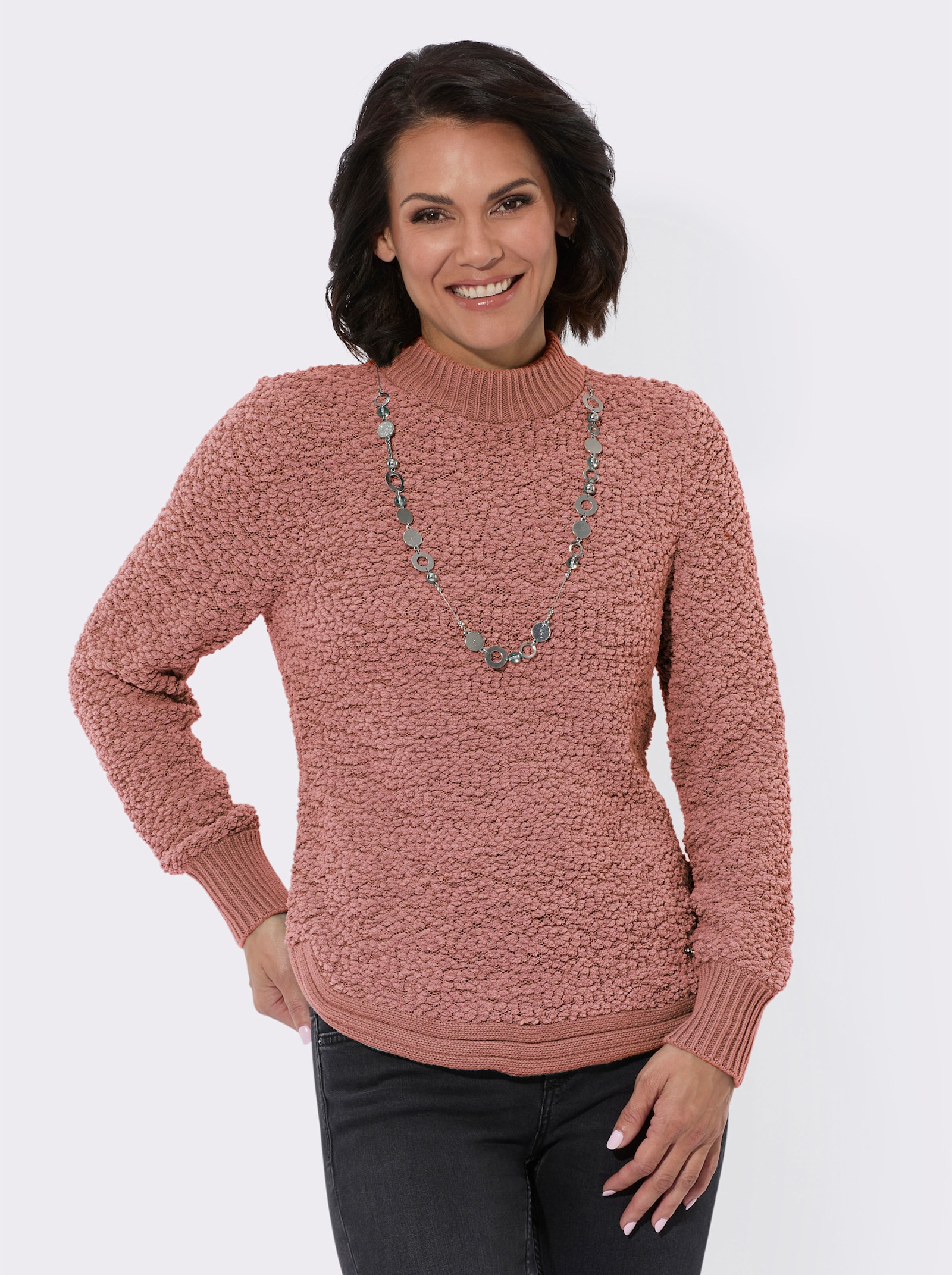 Pullover mit Stehkragen - rosenholz