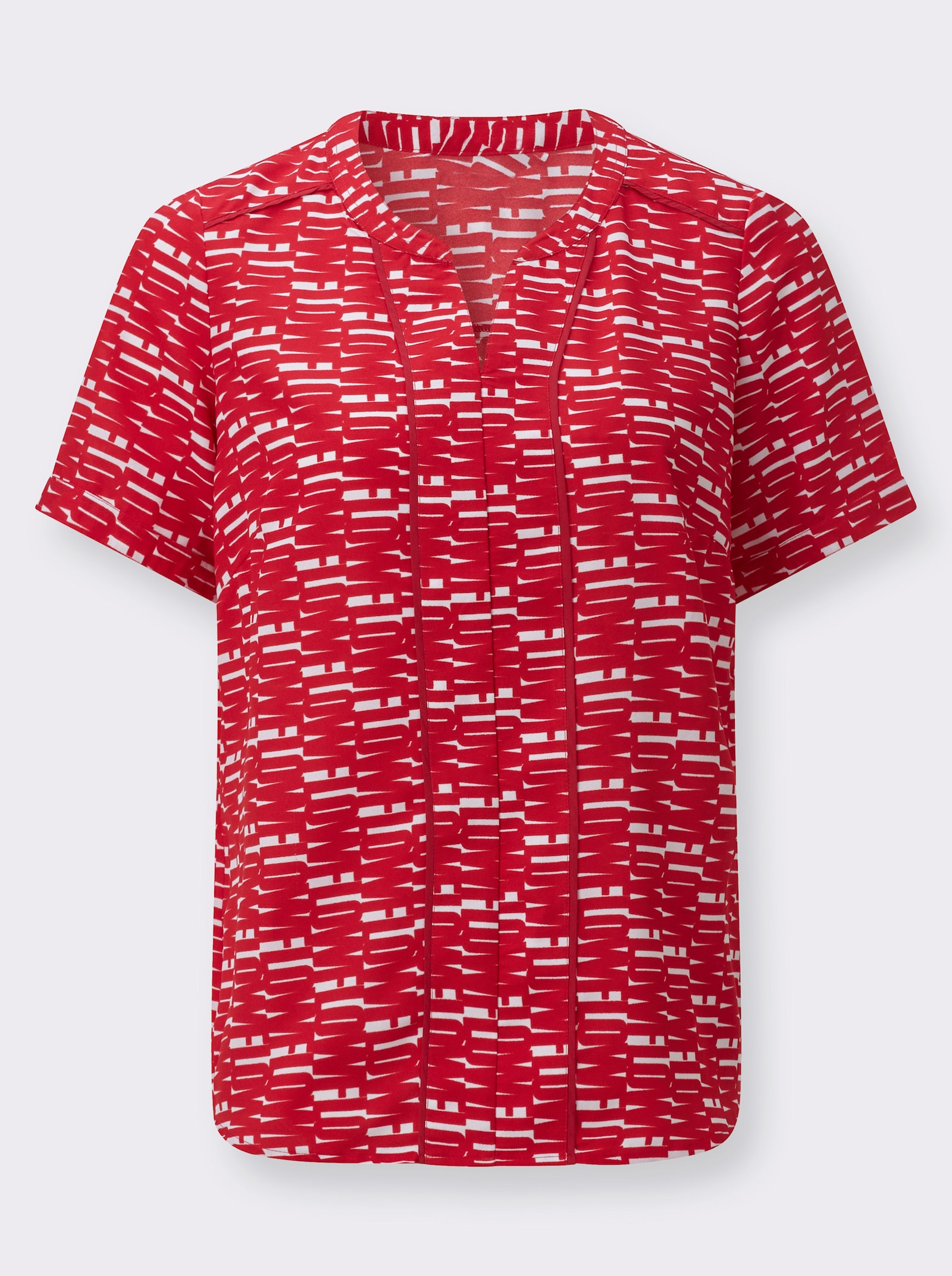 Druckbluse mit Paspeln - rot-weiß