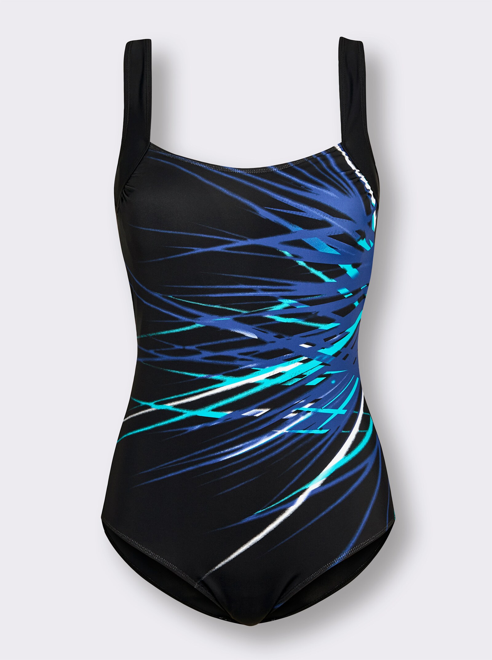 feel good Badeanzug in vorteilhafter Dessinierung - schwarz-royalblau