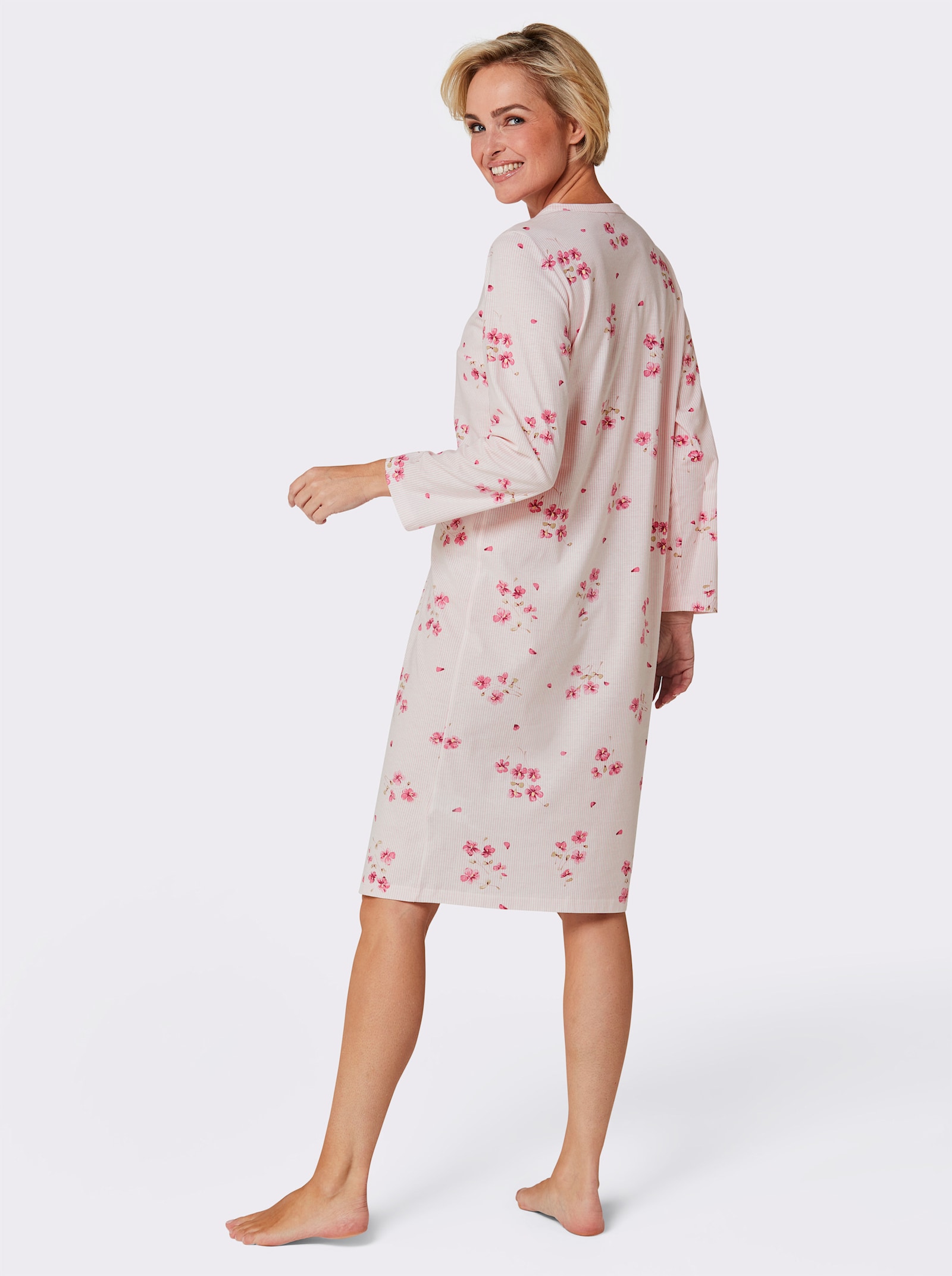 Comtessa Nachthemd mit Blütenmuster - hellrosé
