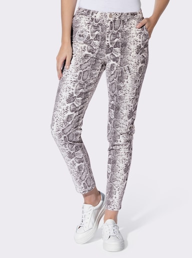 heine Druckhose mit Verzierungen - hellgrau-bedruckt