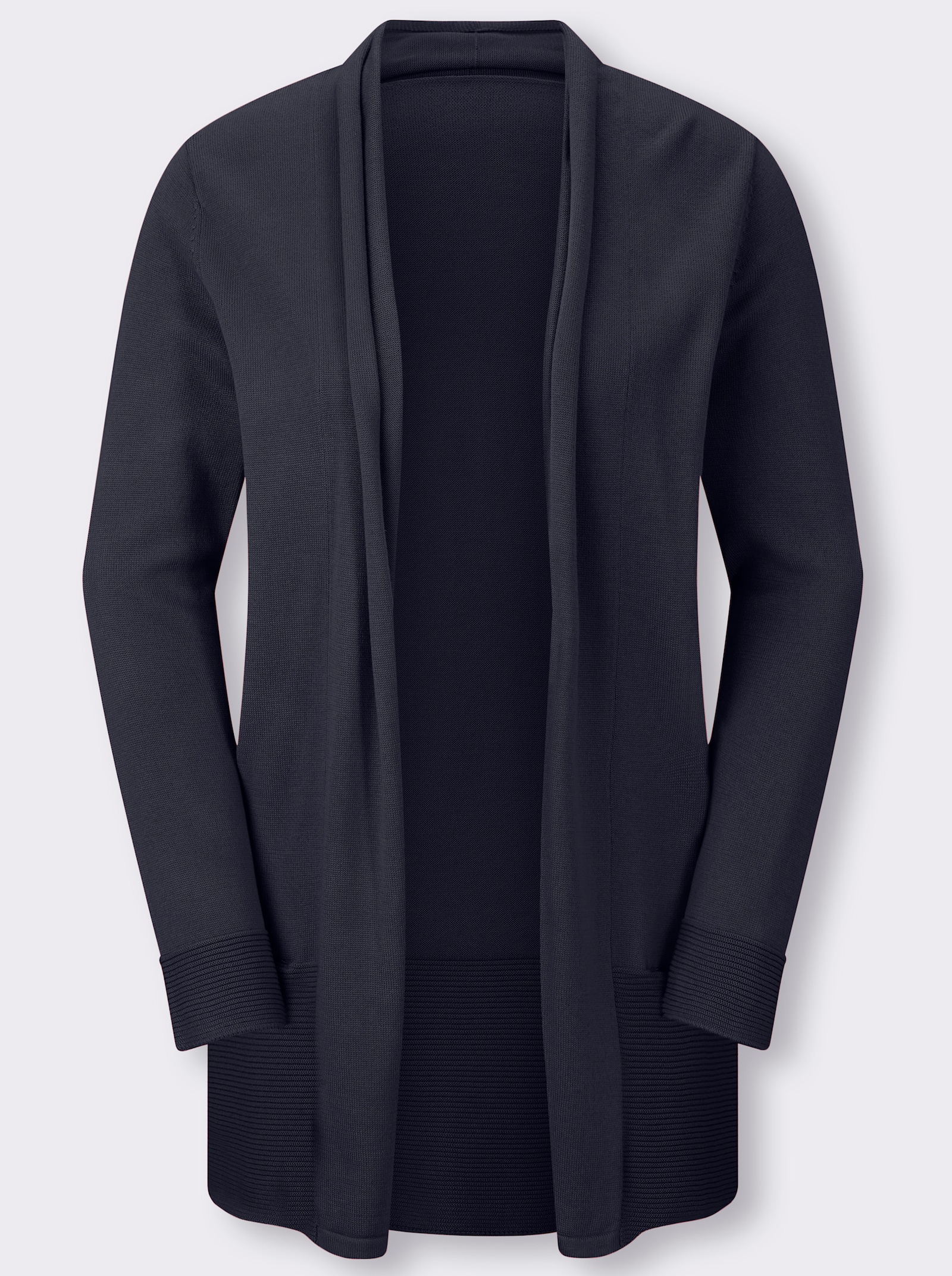 Longstrickjacke mit Schalkragen - marine