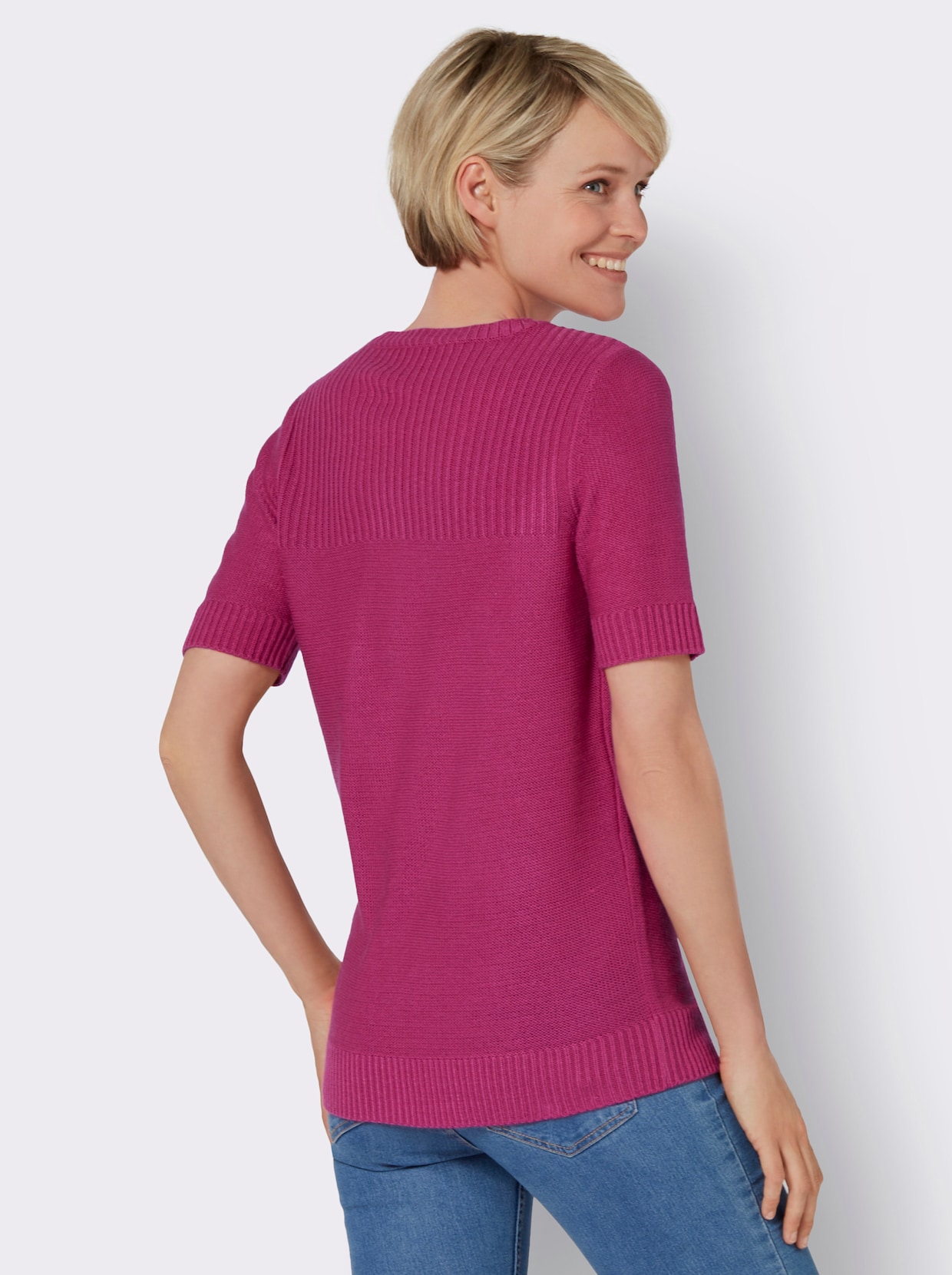 Pullover met korte mouwen - fuchsia