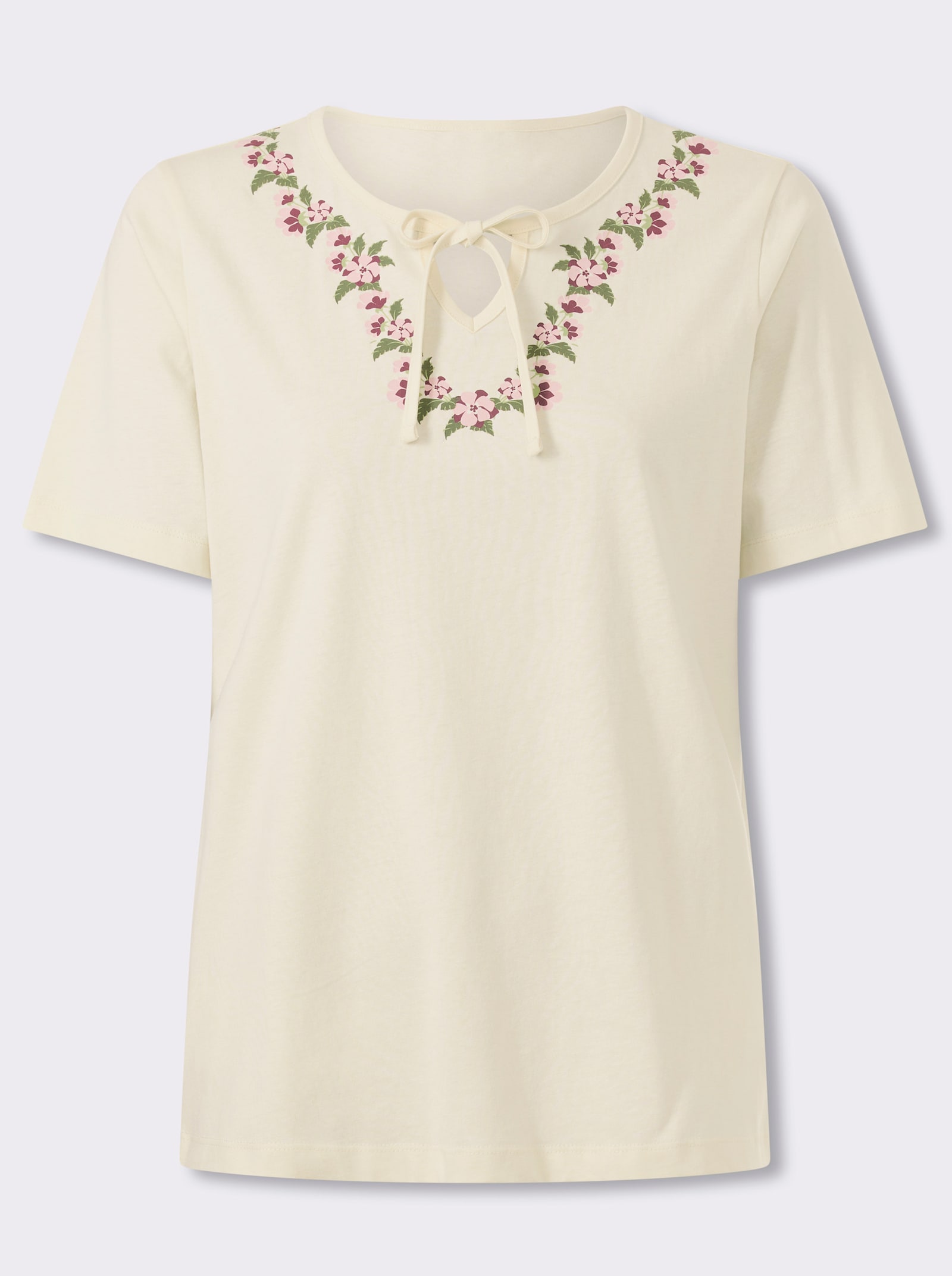 Shirt met korte mouwen en bloemenprint - champagne/roze