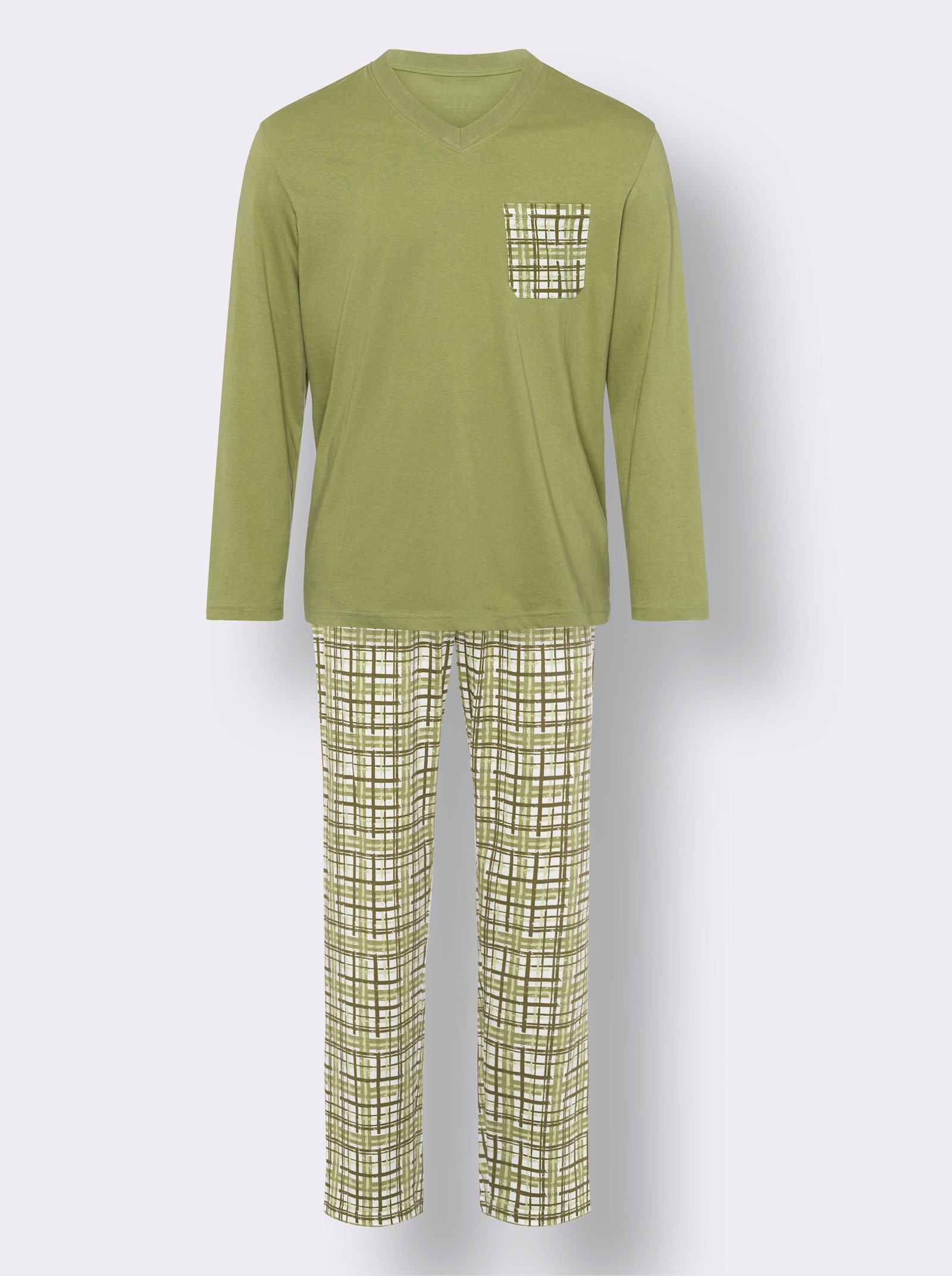 Pyjama met ruitprint - rietgroen geprint