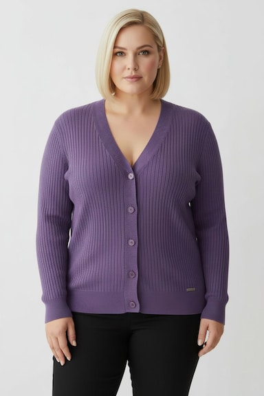 Strickjacke in Ripp-Optik - lila