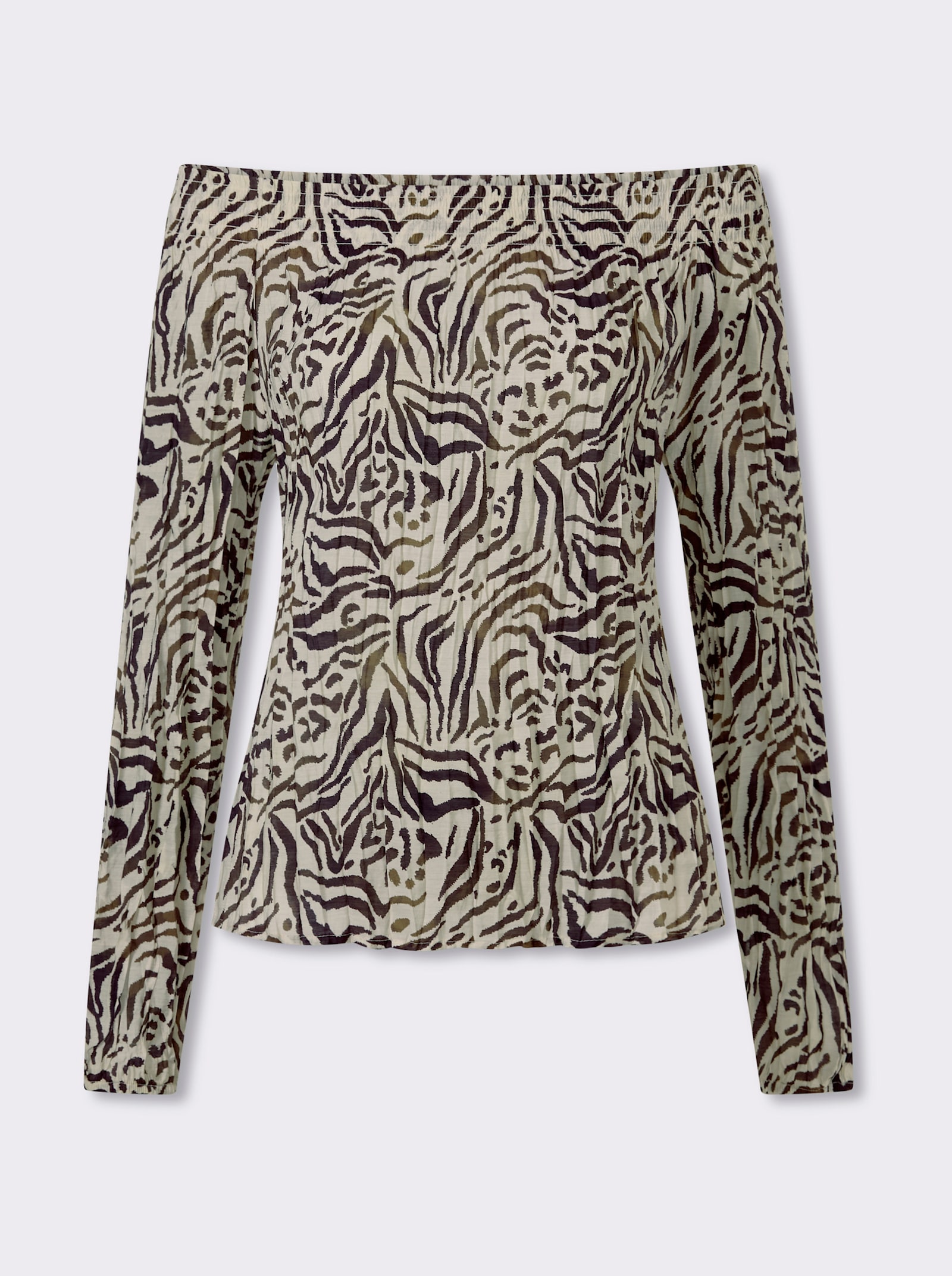 heine Blouse met print en variabele hals - zand/bruin geprint