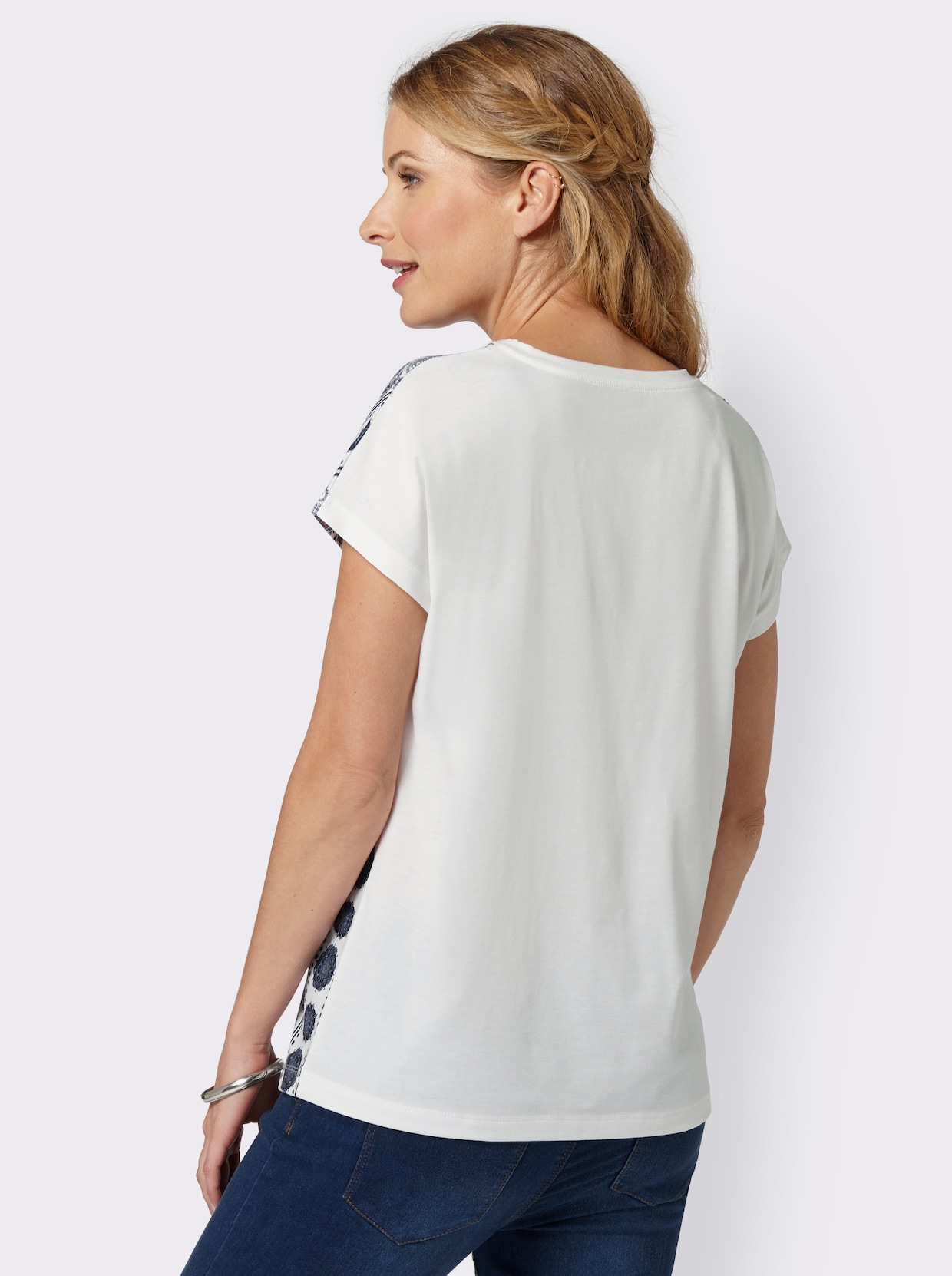 T-shirt - marine/roze gedessineerd