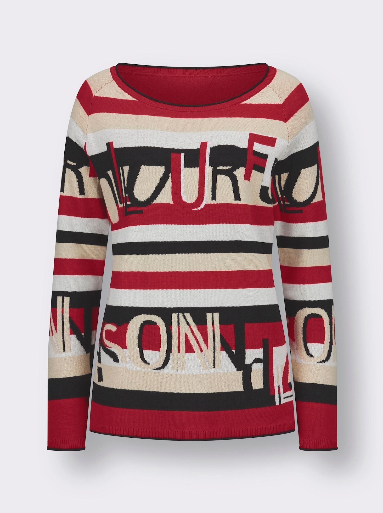 Jacquard-Pullover aus Pima-Baumwolle - rot-schwarz-bedruckt