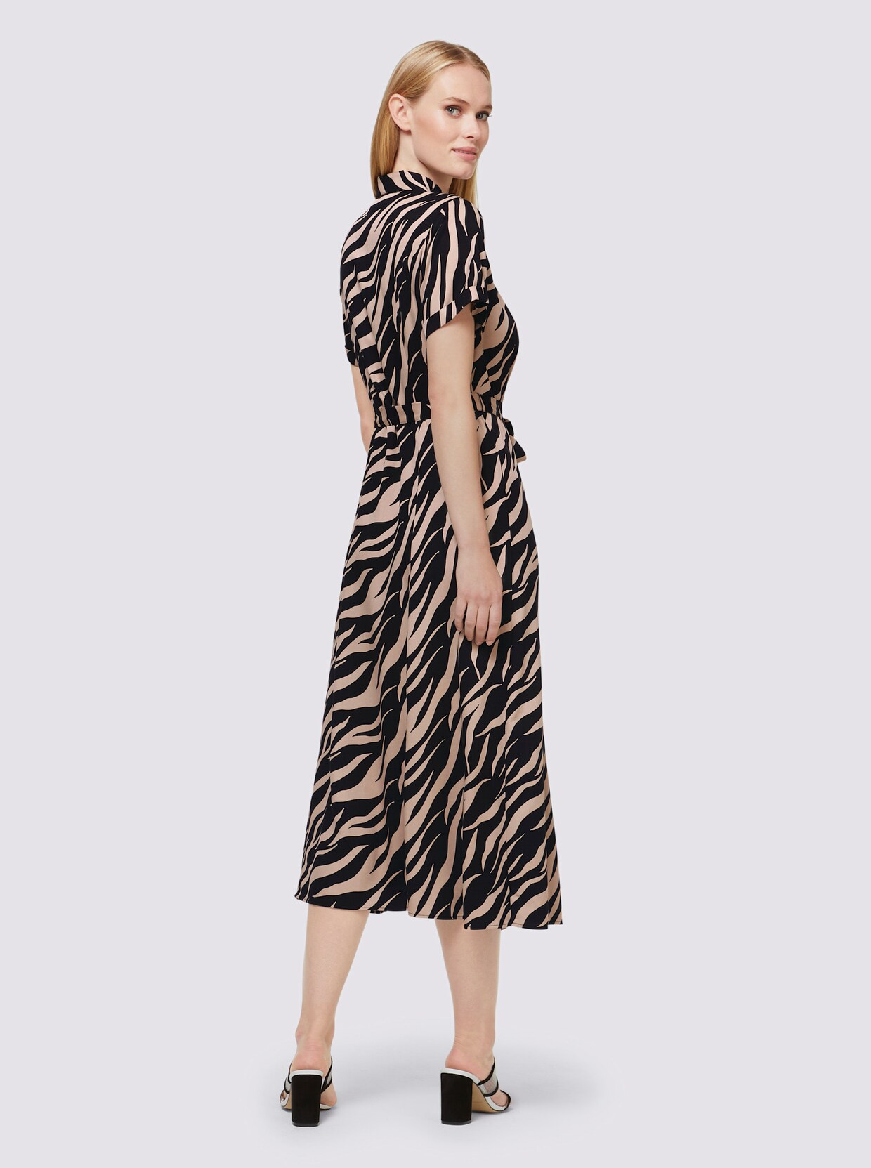 heine Druck-Kleid - beige-schwarz-bedruckt