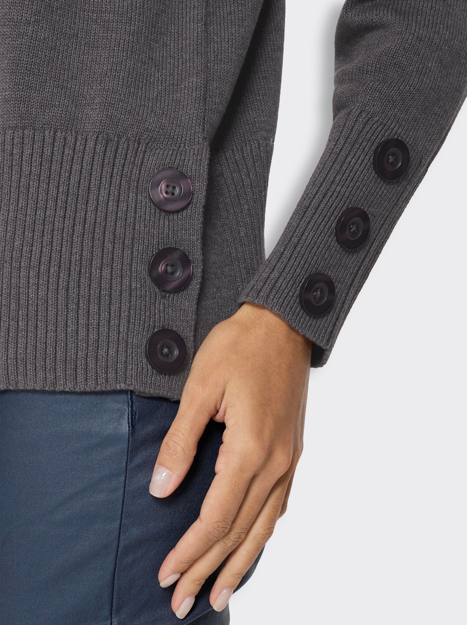 heine Rollkragenpullover mit Seitenschlitzen - anthrazit-meliert