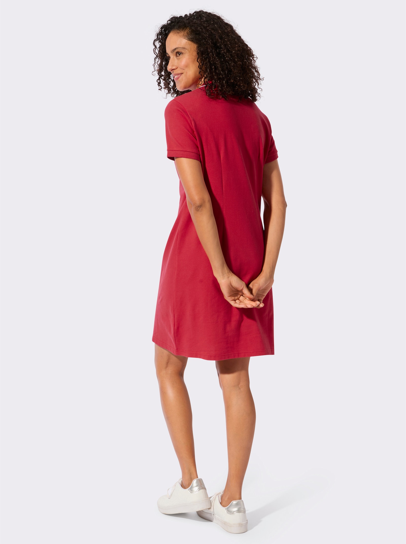 Polokleid mit Taillenabnähern hinten - erdbeere