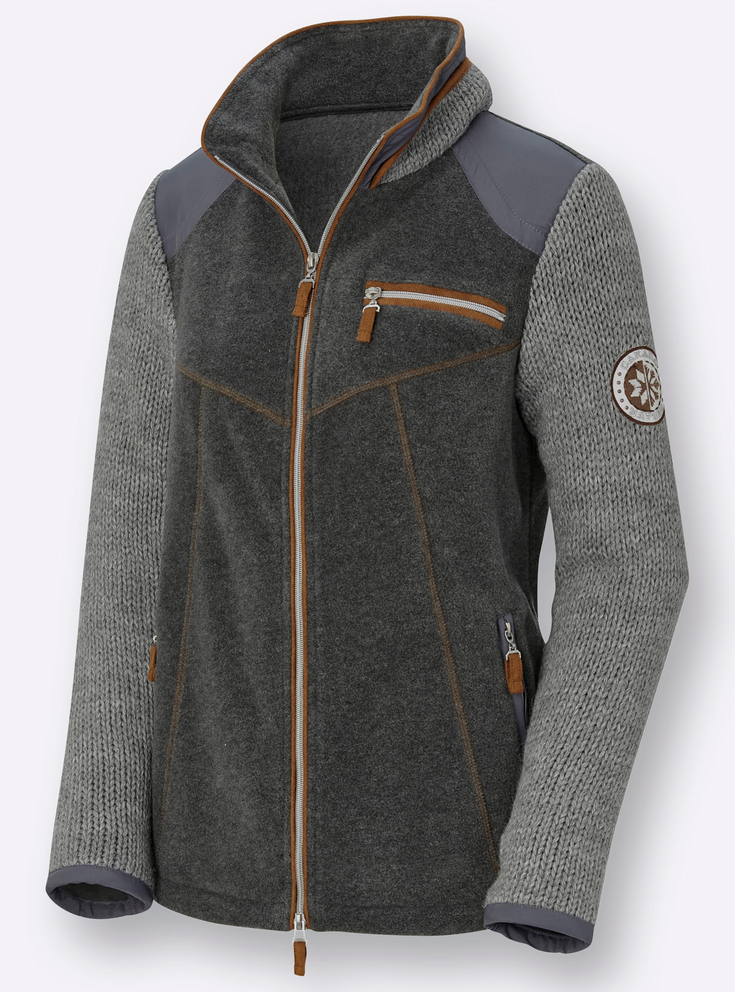 Grau-Meliert Fleecejacke