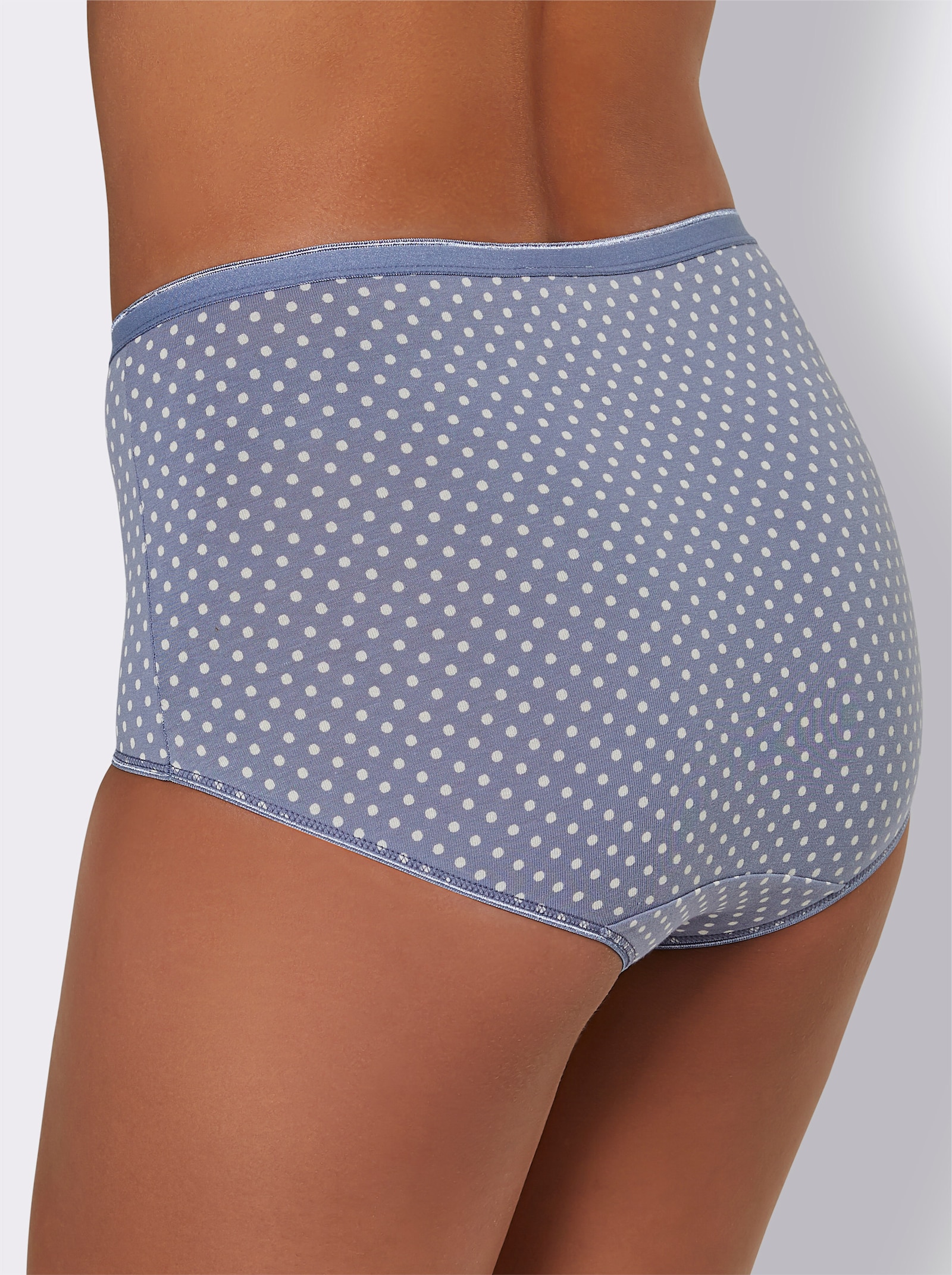 wäschepur Höga trosor med mjuk resårlinning - 2x duvblå-med tryck + 1x duvblå