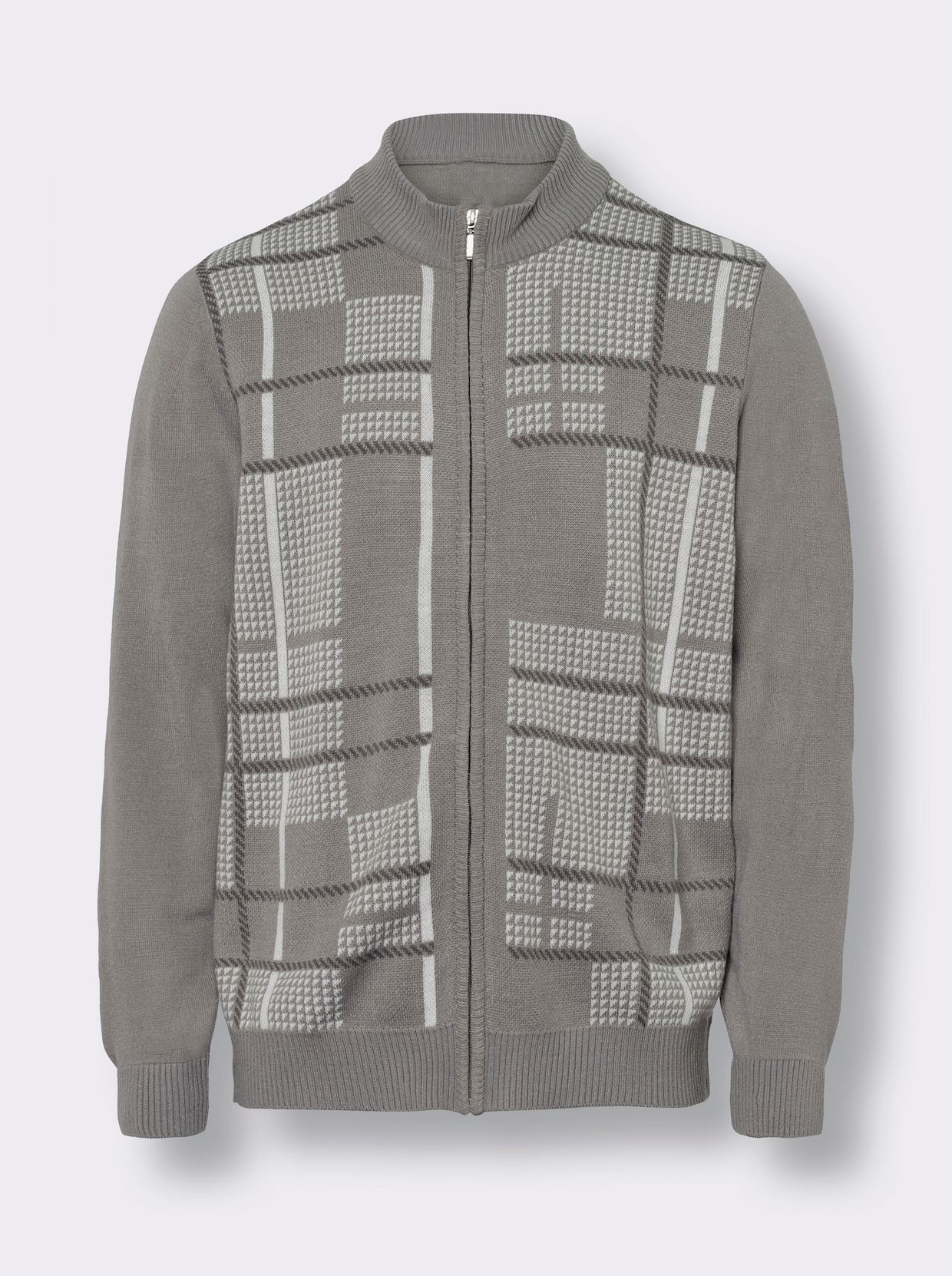 Pletený kabátek - šedá-vzor