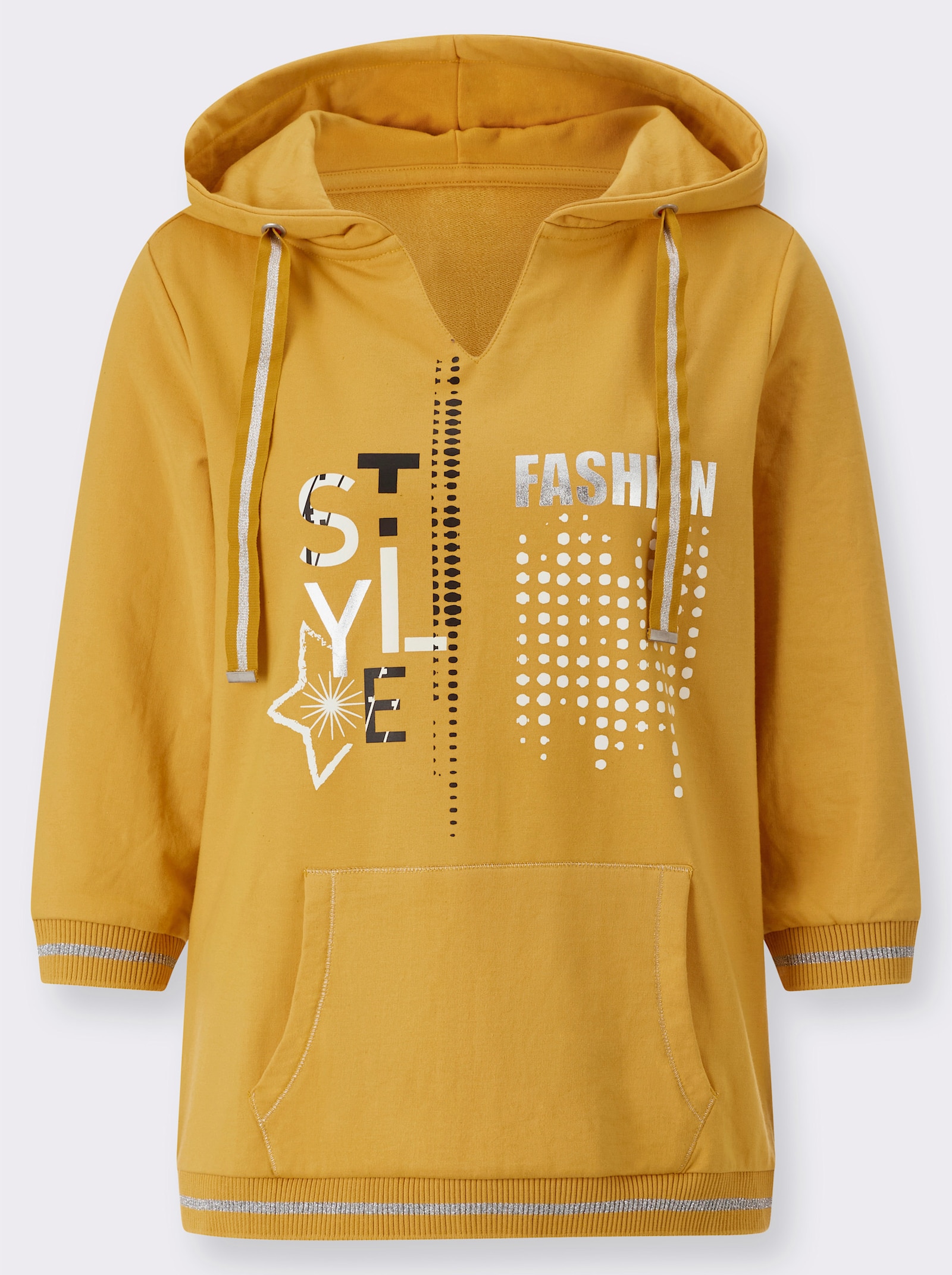 Sweatshirt mit Glanz-Akzenten - ocker