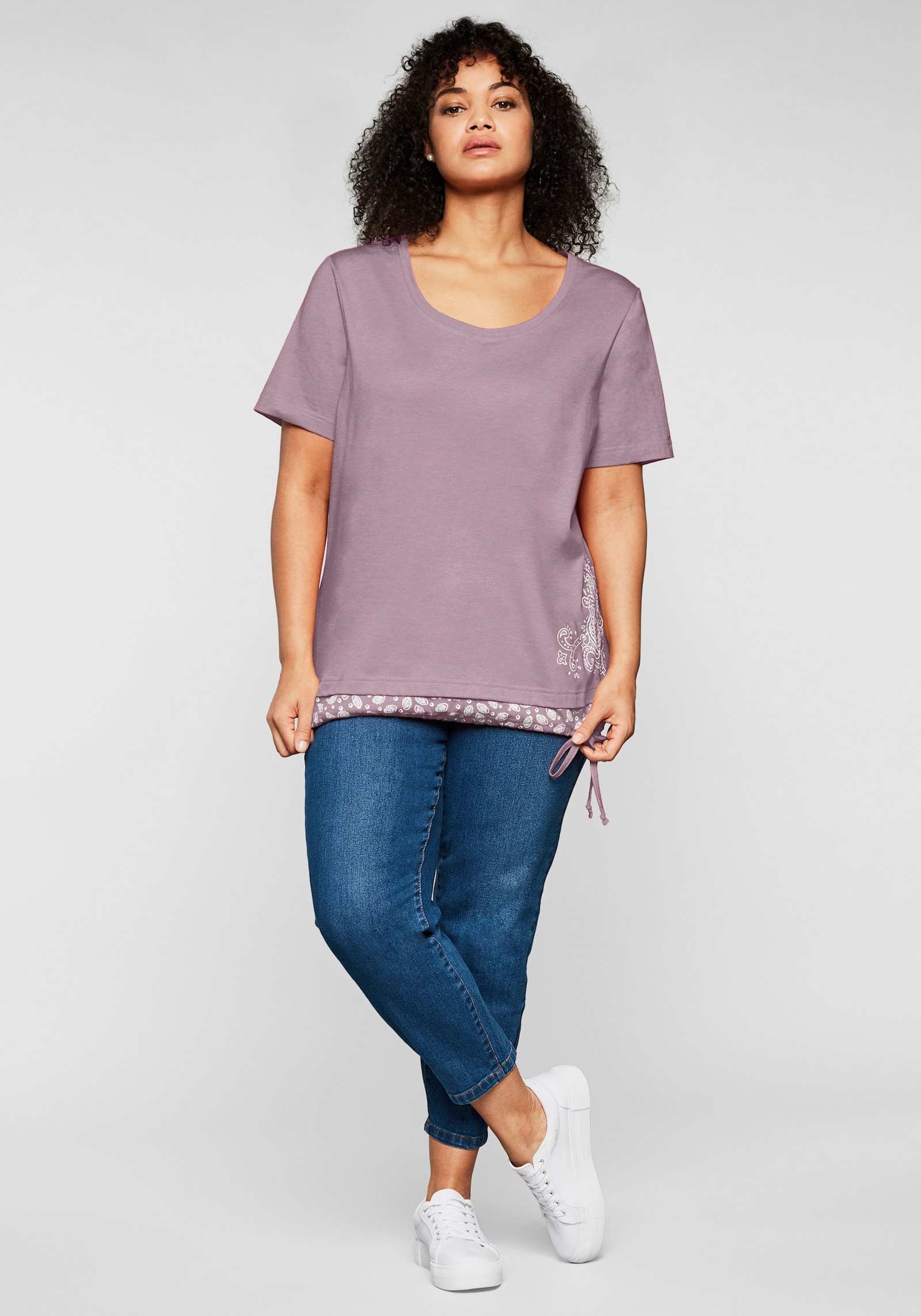 sheego Kurzarmshirt in 2-in-1-Optik - malve