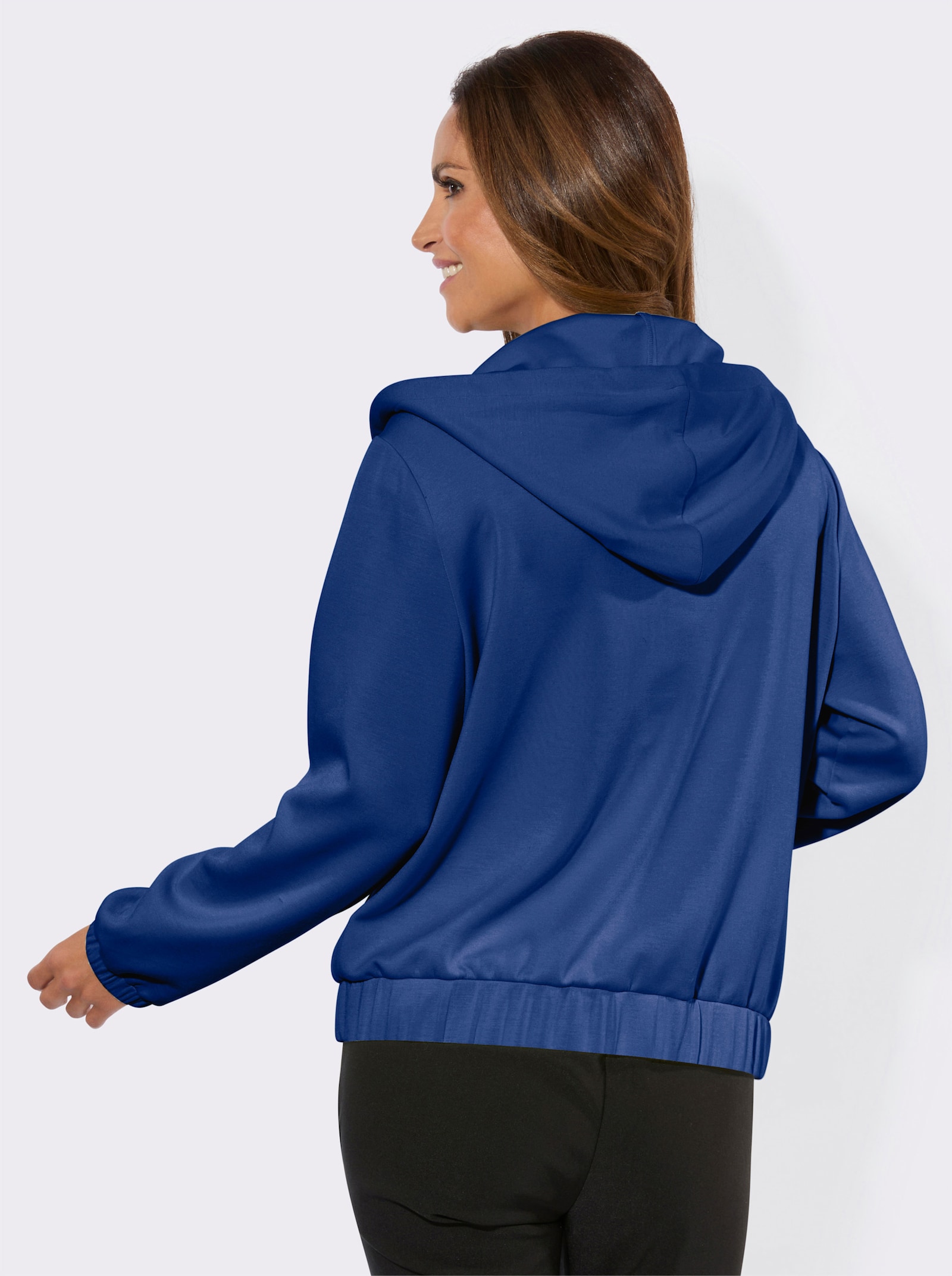 Sweatjacke mit Kapuze - royalblau