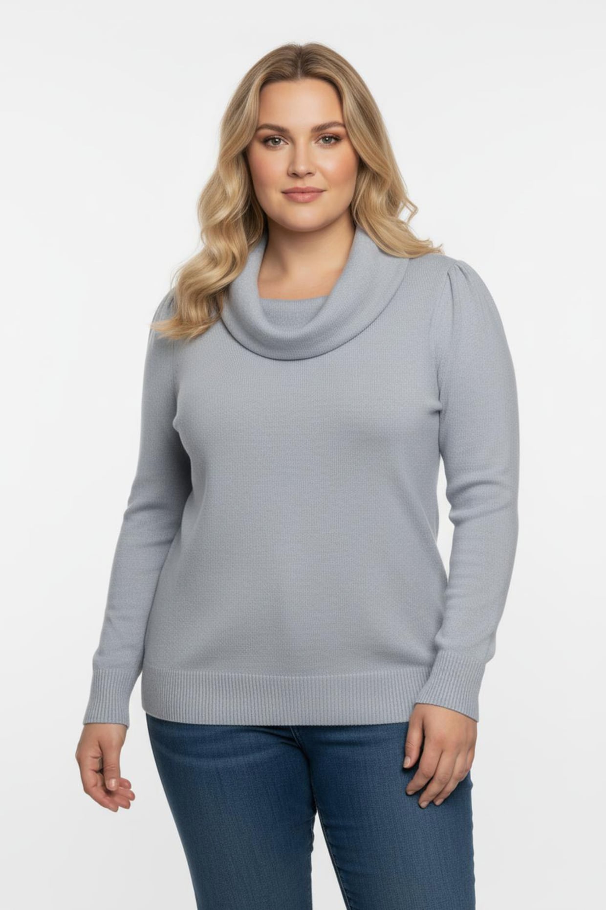 Wasserfallpullover im Baumwoll-Viskose-Mix - grau-meliert