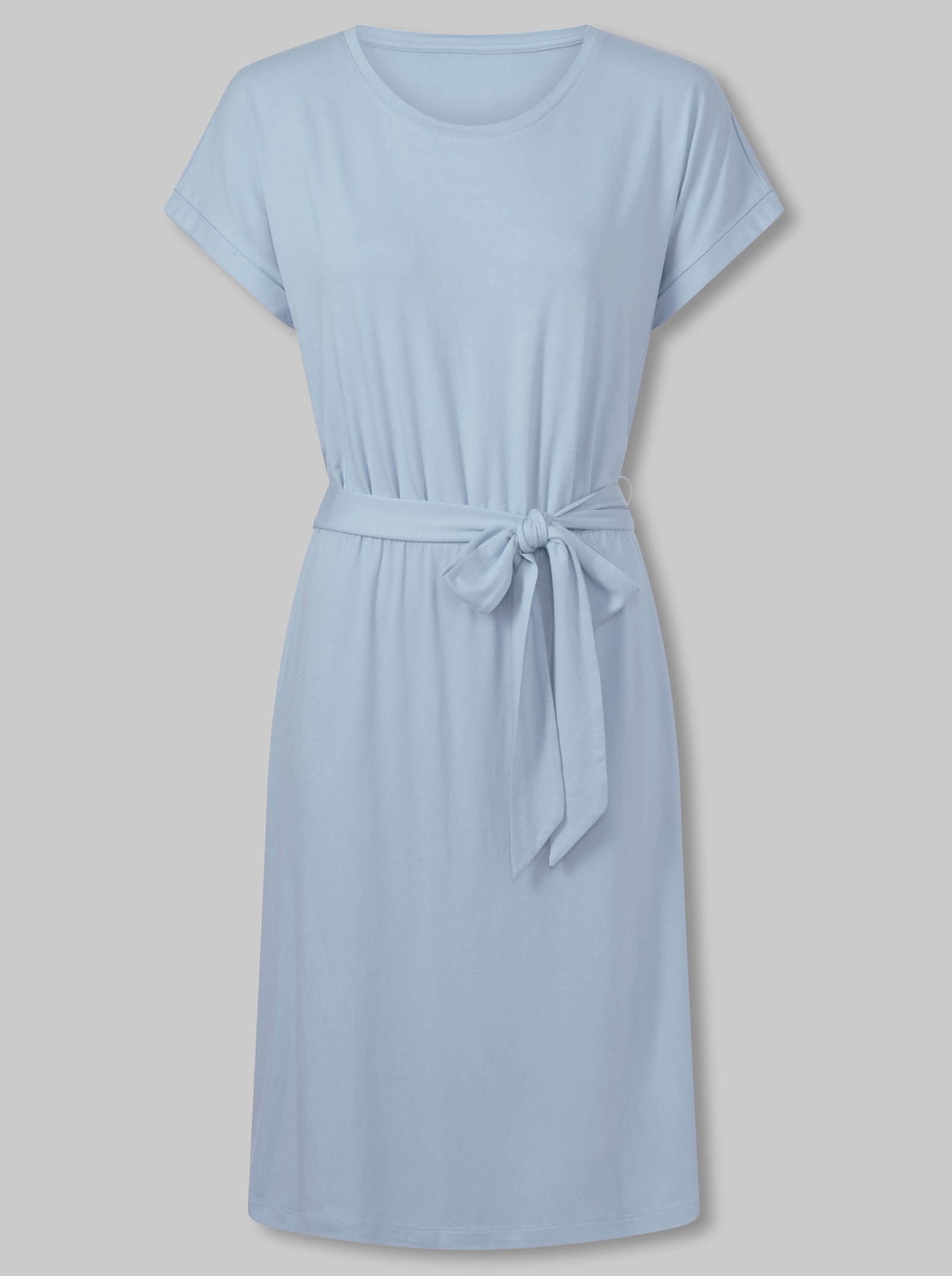 heine Jerseykleid mit Bindegürtel - hellblau
