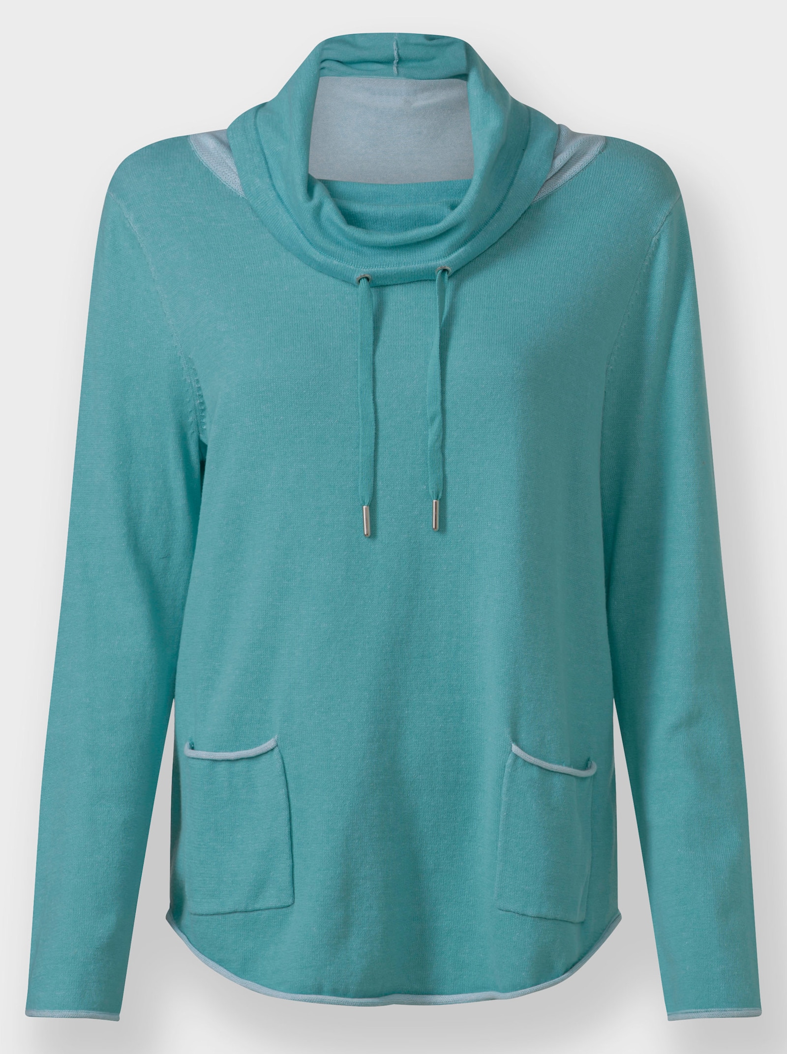 Rollkragenpullover mit aufgesetzten Taschen - ozean-meliert
