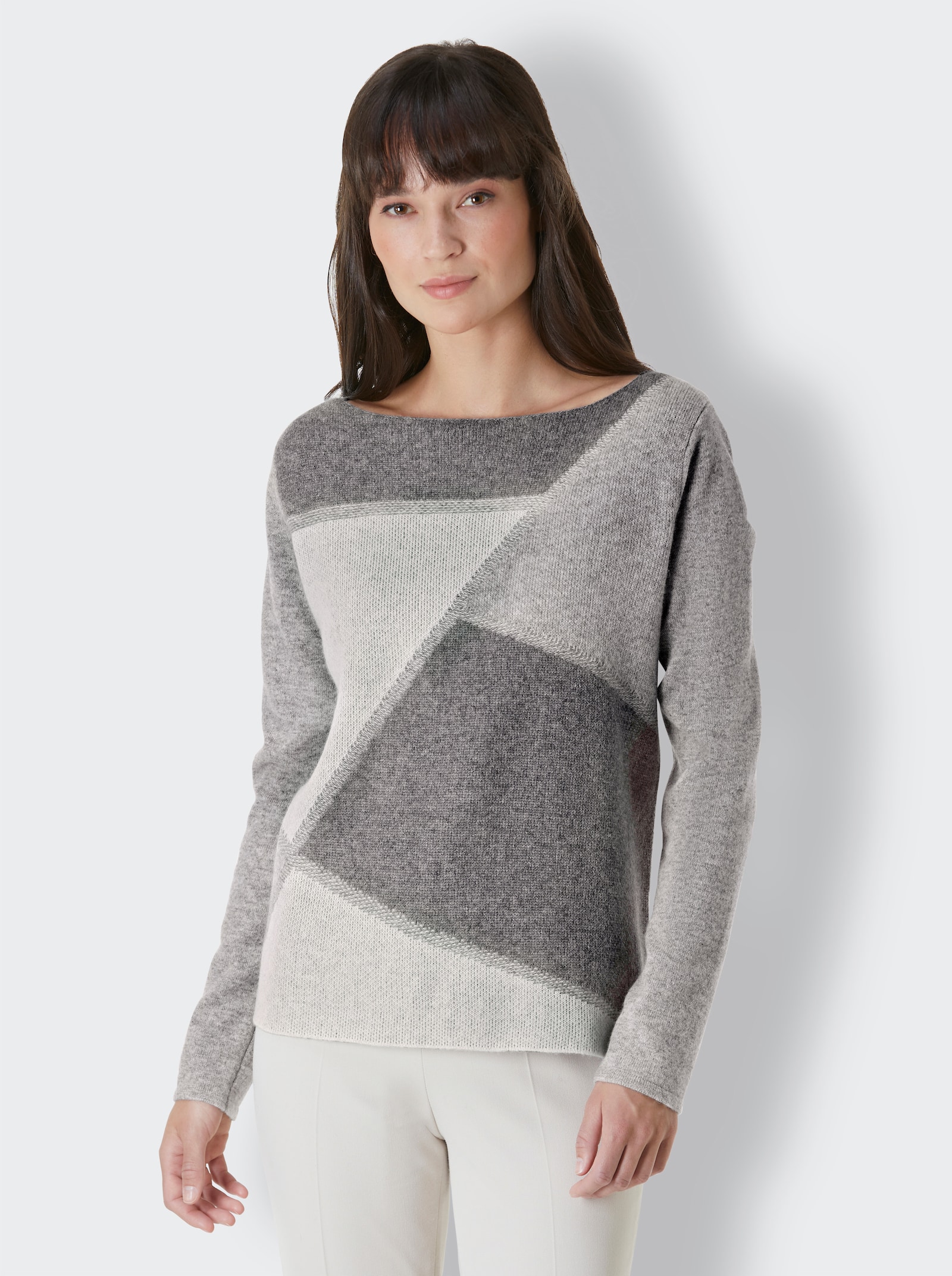 heine Pull en cachemire avec superbe motif tricoté - gris-écru