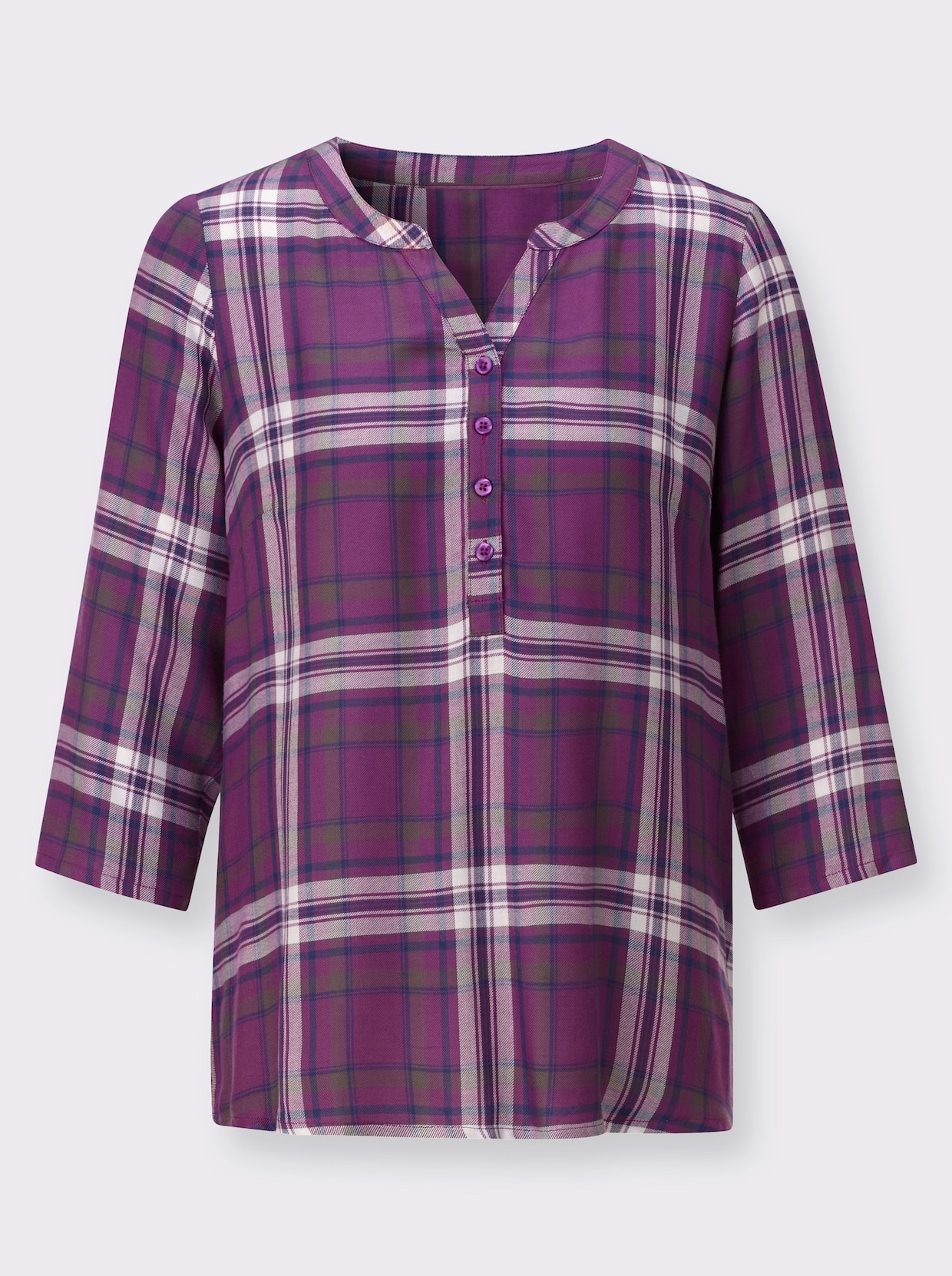 Karobluse - violett-jeansblau-kariert