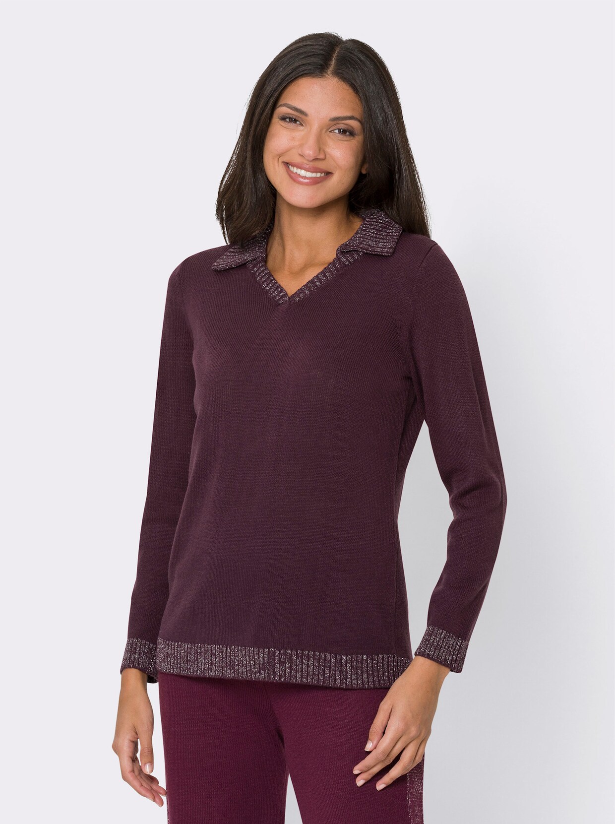 Pletený svetr - burgundská