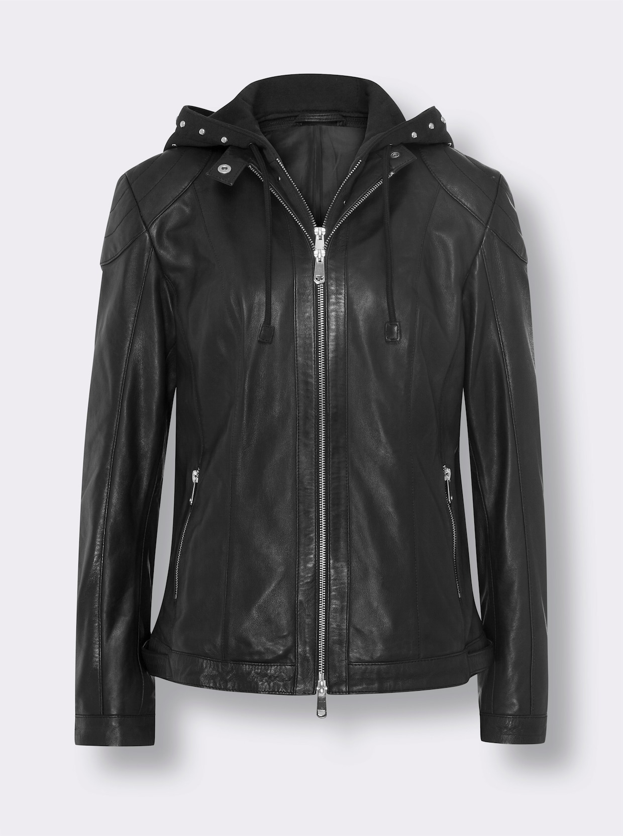 heine Leder-Jacke - schwarz