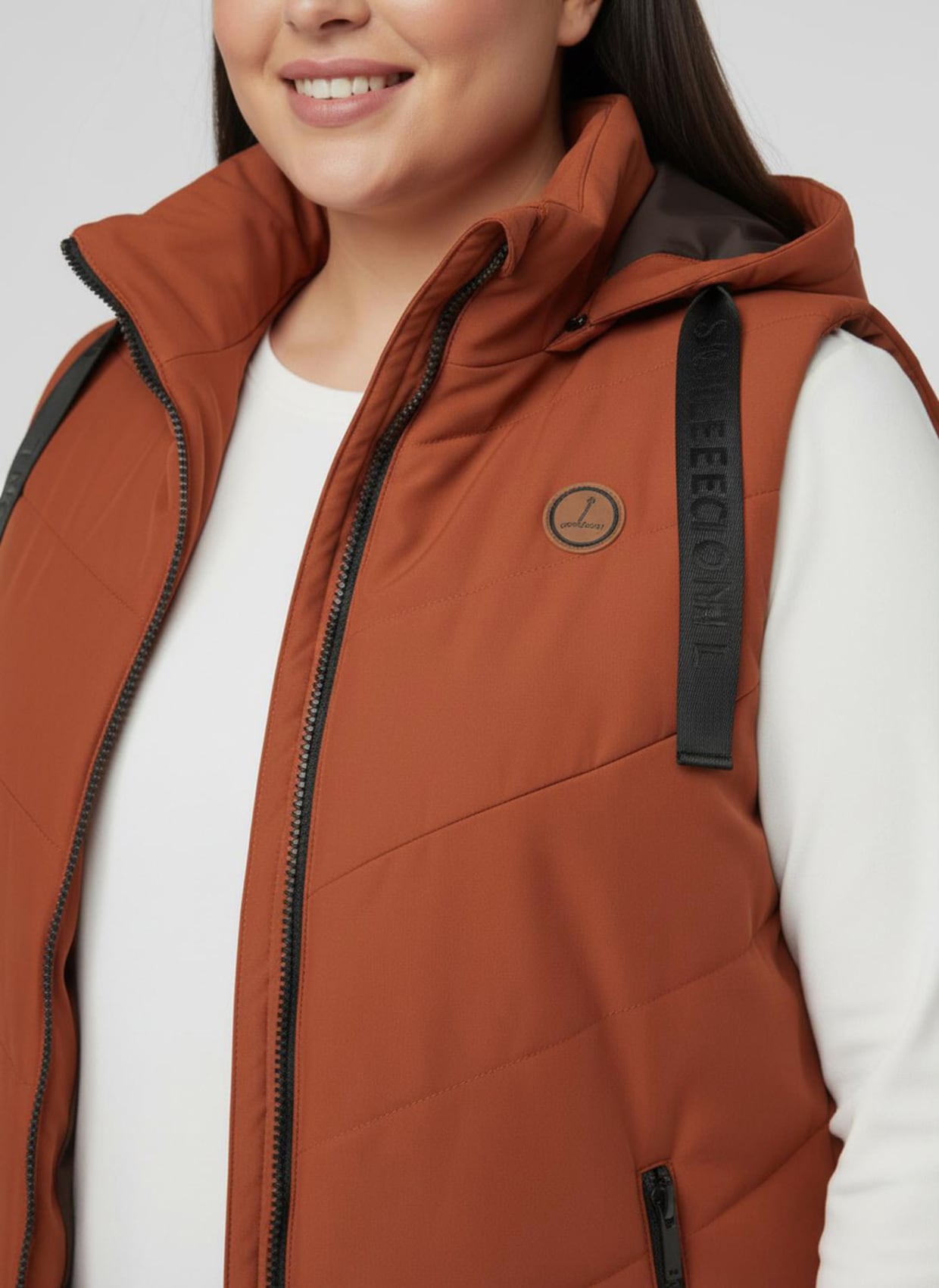 Longweste mit V-Steppung - rostrot