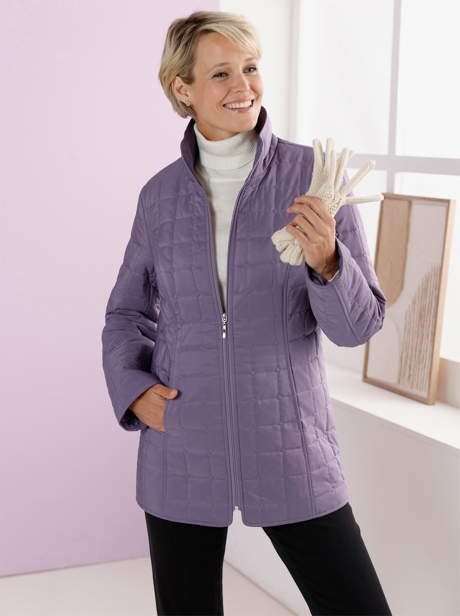 Steppjacke mit quadratischem Steppmuster - feige