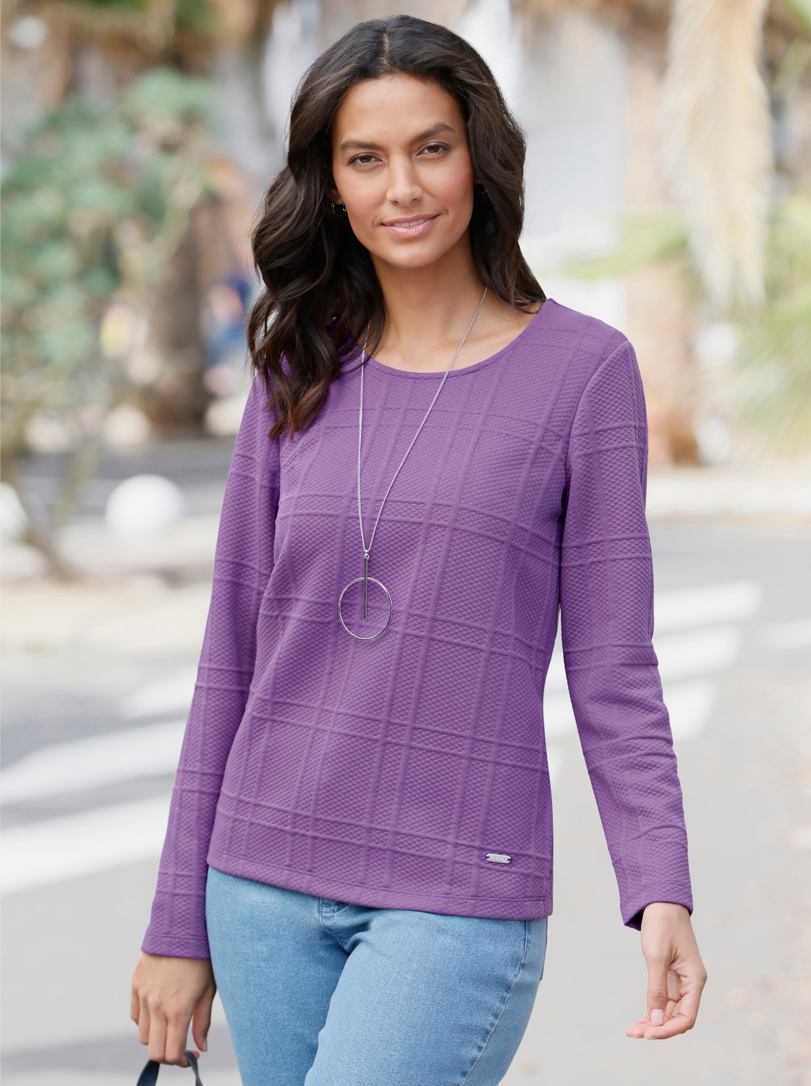 Langarmshirt in pflegeleichter Qualität - lila