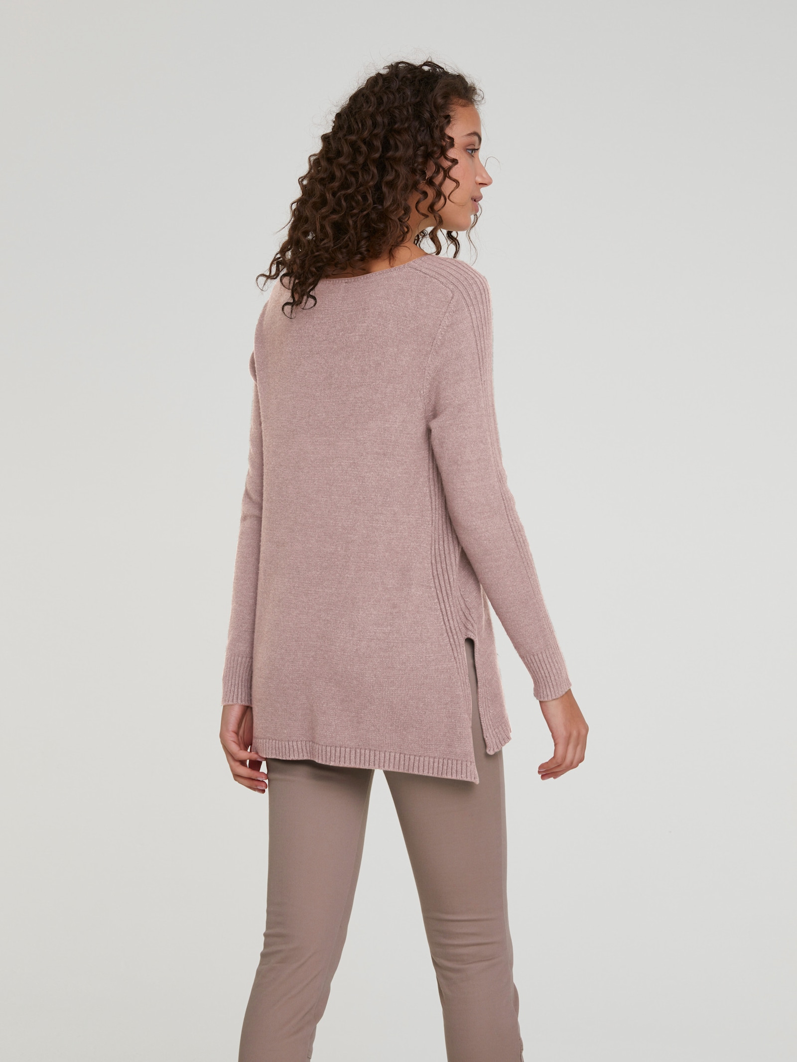 heine Longpullover mit großzügigem Rundhals-Ausschnitt - rosé