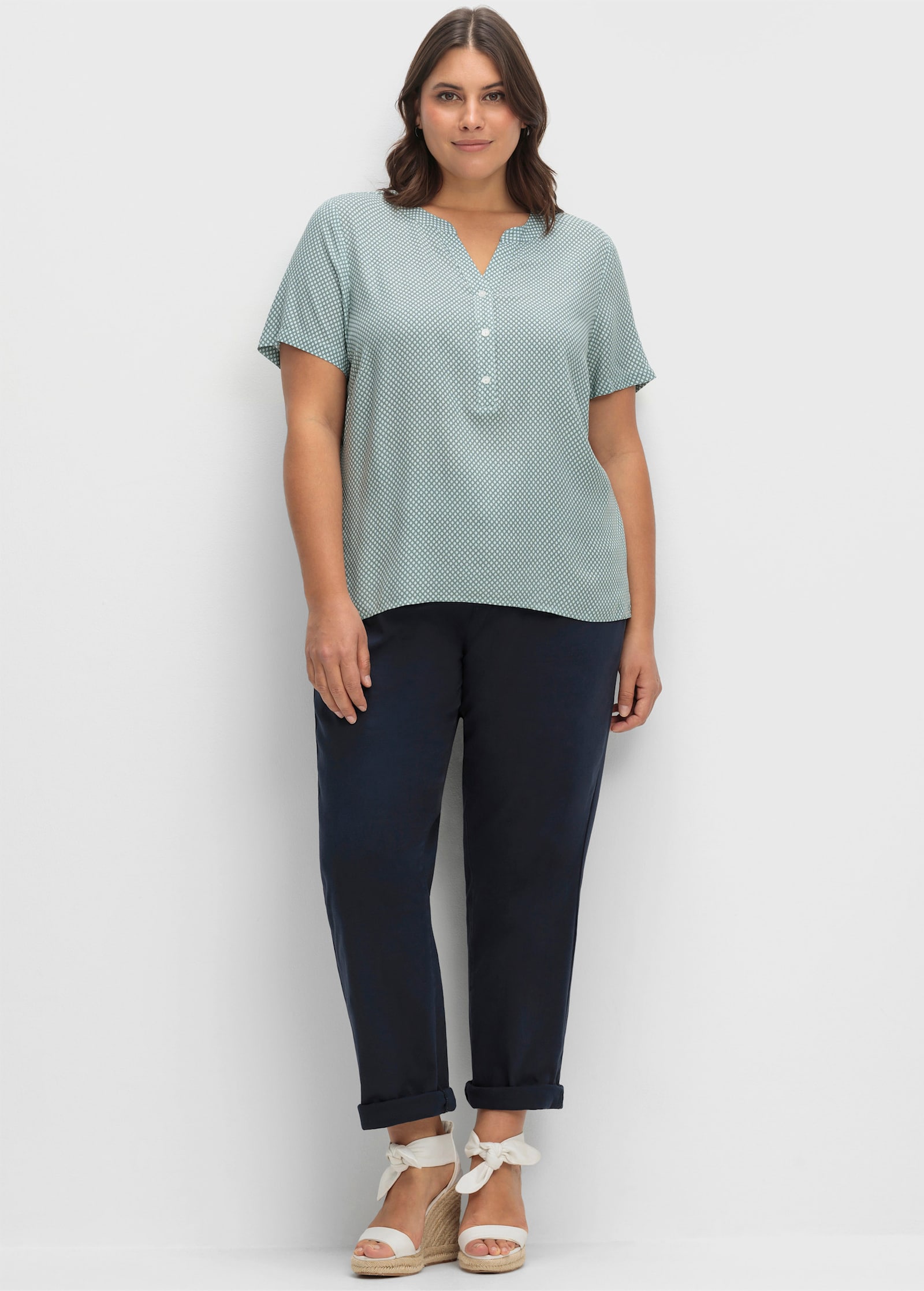 Schlupfbluse im Minimaldessin, aus Viskose - kalkmint-graphit-bedruckt