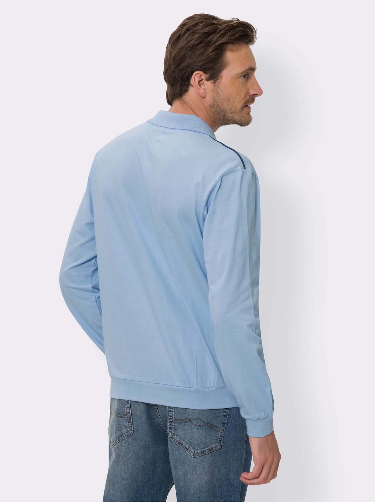 Poloshirt met lange mouwen - ijsblauw